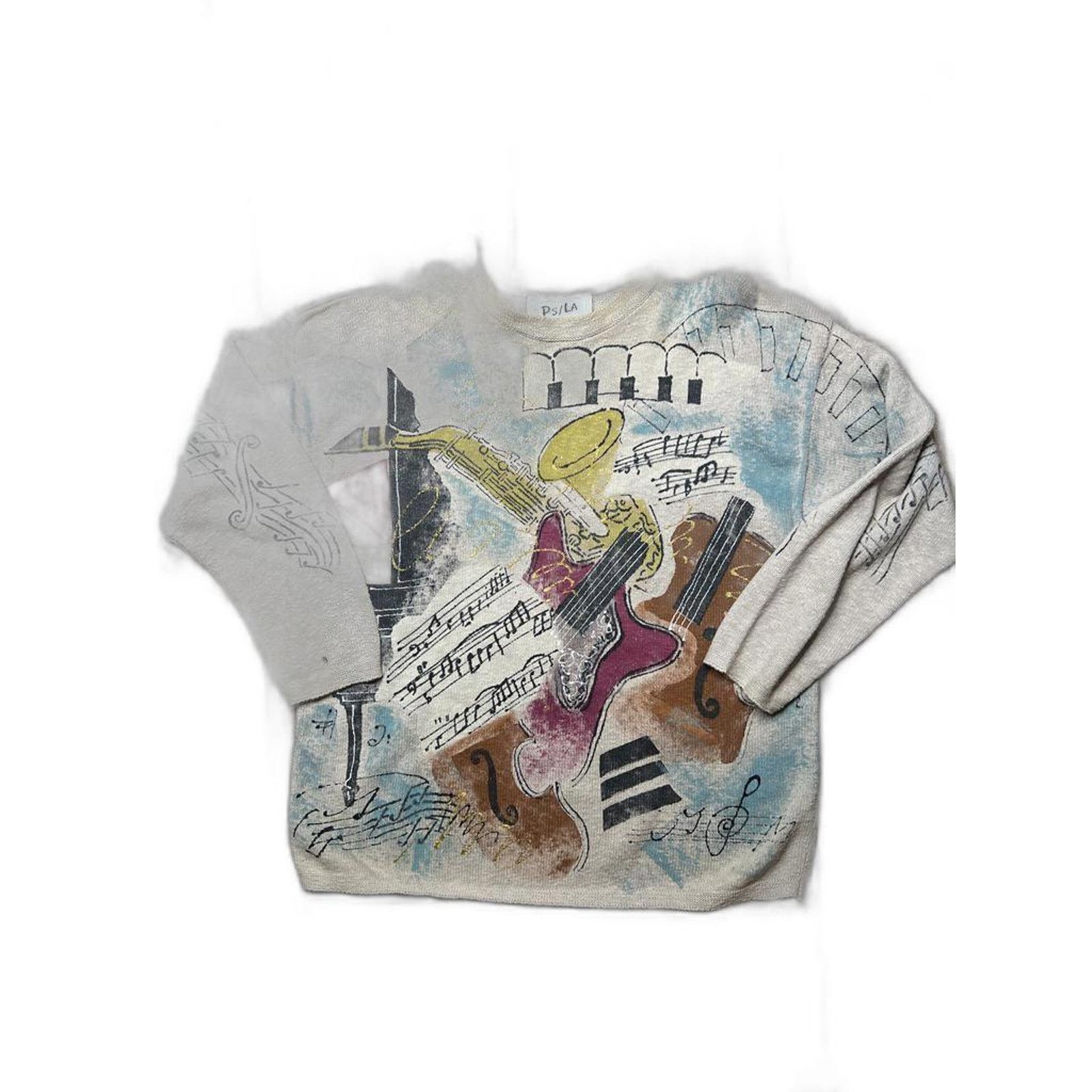 Vintage Rare Ps/LA Graphic Music Note Guitar Saxophone Sweater XL Size US XL / EU 56 / 4 - 1 Thumbnail
