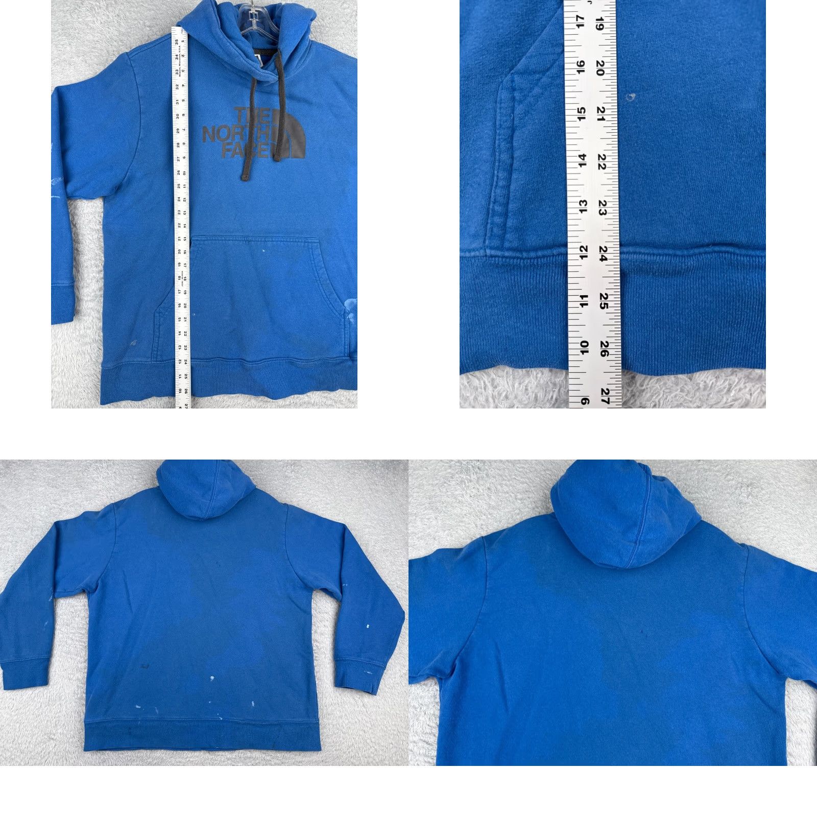 The North Face VINTAGE The North Face Hoodie Shirt Men Large Blue Pullover Jersey Fabric PAINT SPOTS Size US L / EU 52-54 / 3 - 9 Thumbnail