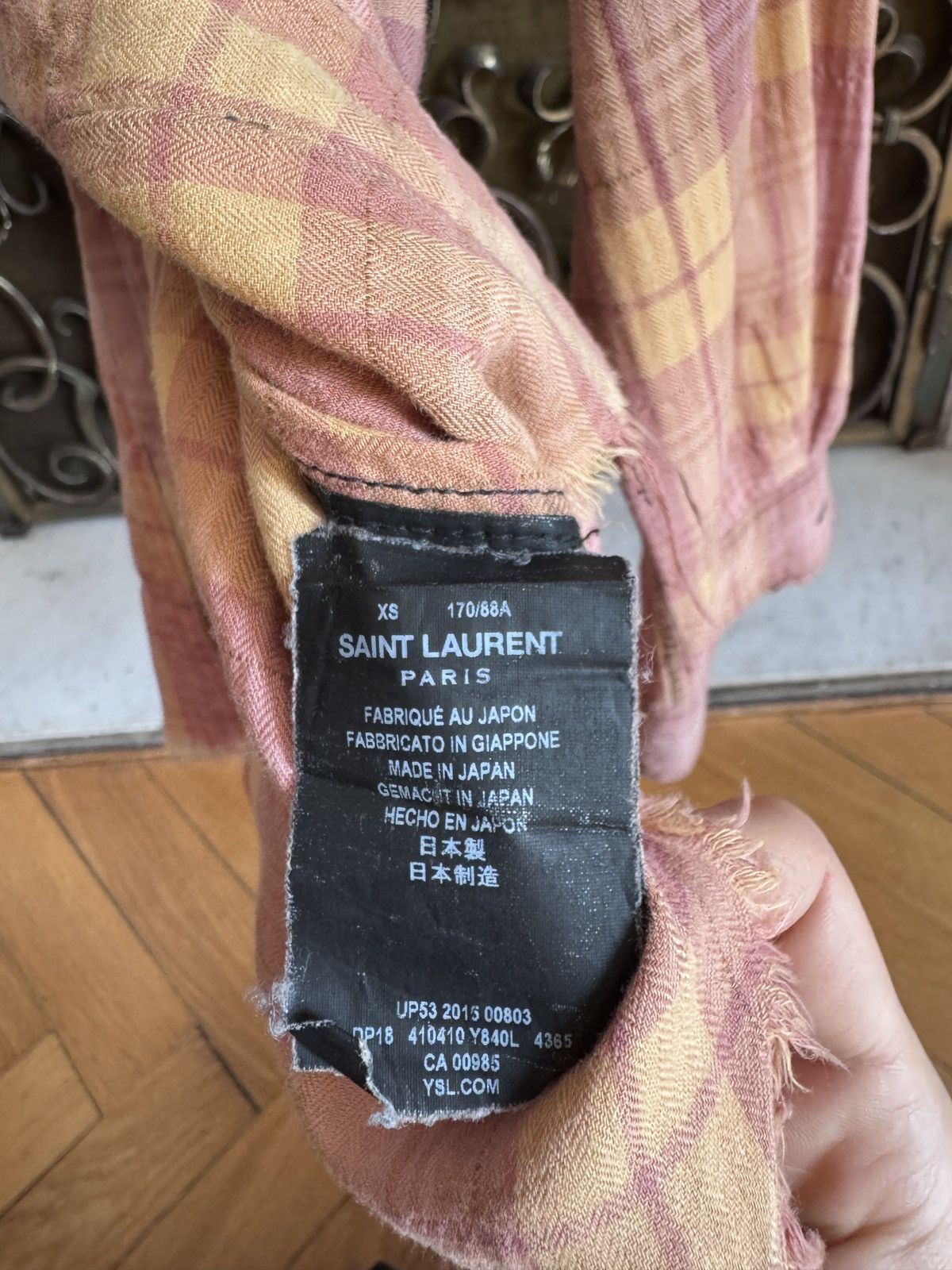 Saint Laurent Paris SS16 Bleached Distressed Flannel in Blue & Orange Size US XS / EU 42 / 0 - 4 Thumbnail