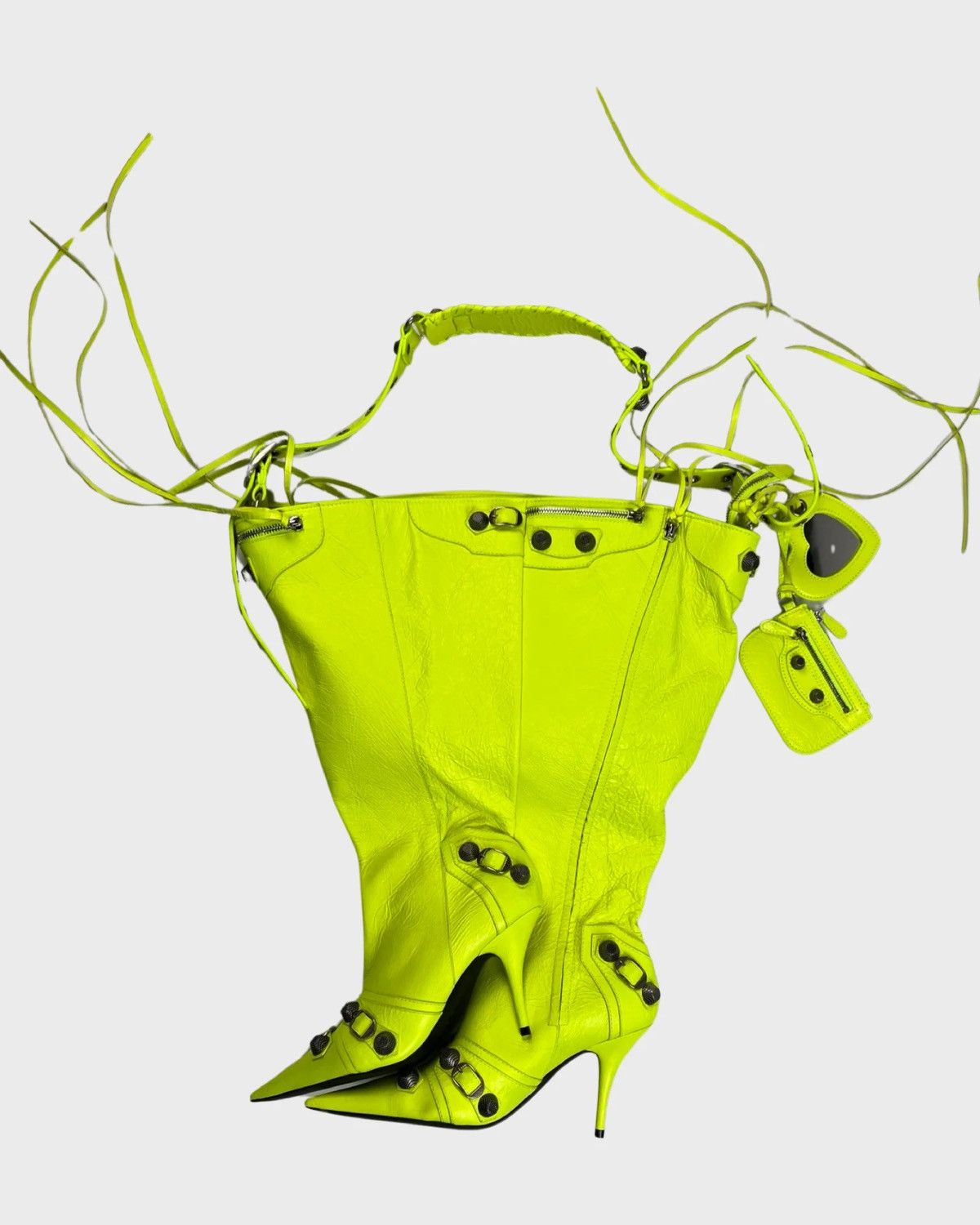 image of Balenciaga Le Cagole Boot Shoe Bag Fluo Neon Yellow Sz:os, Women's