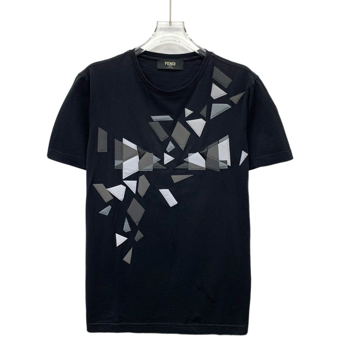 Fendi Fendi Black Geometric Embossed Short Sleeve T-shirt K26WX Size US S / EU 44-46 / 1 - 1 Thumbnail