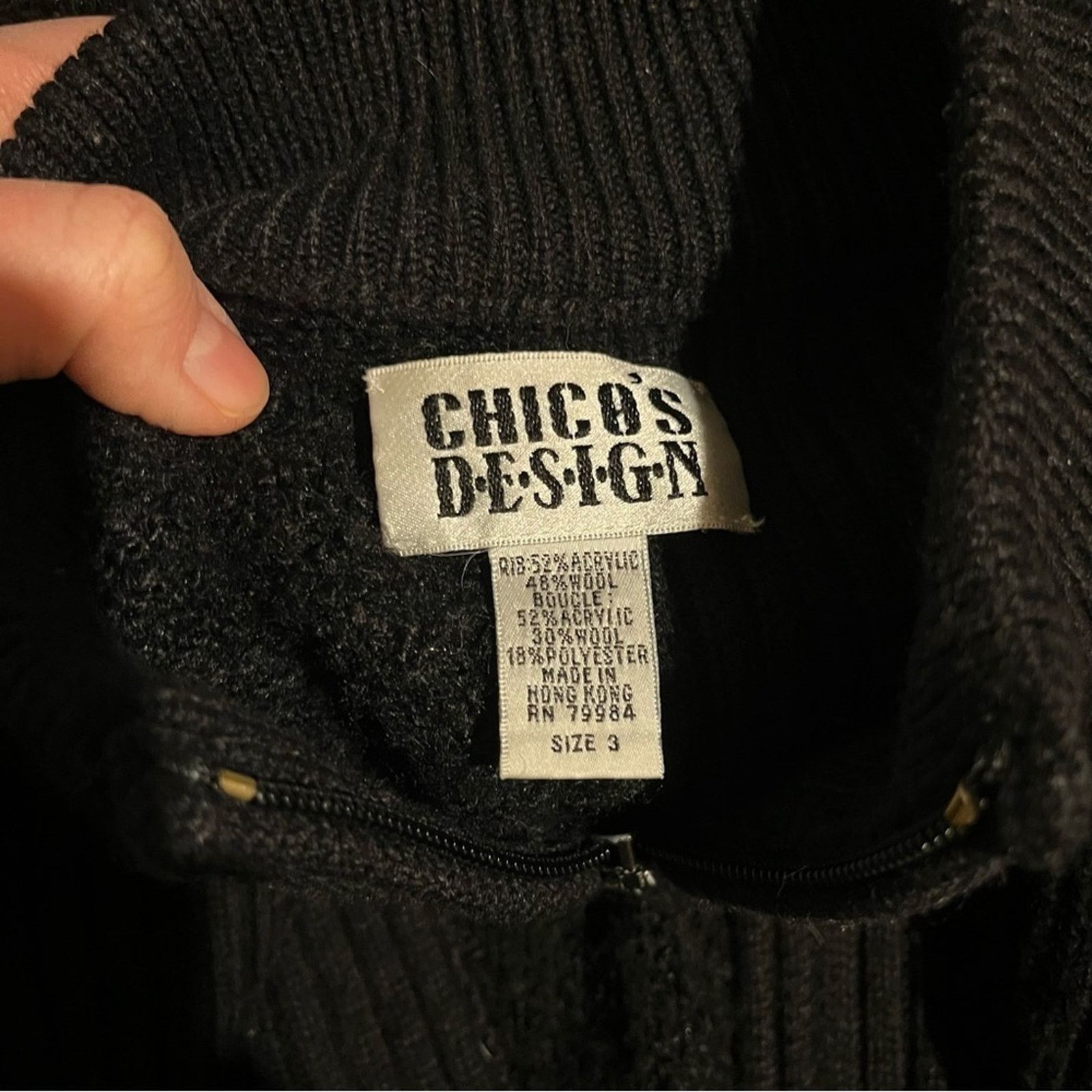 Chicos Chicos Design Sz 3 Black Zip Up Cardigan Size XS / US 0-2 / IT 36-38 - 7 Thumbnail