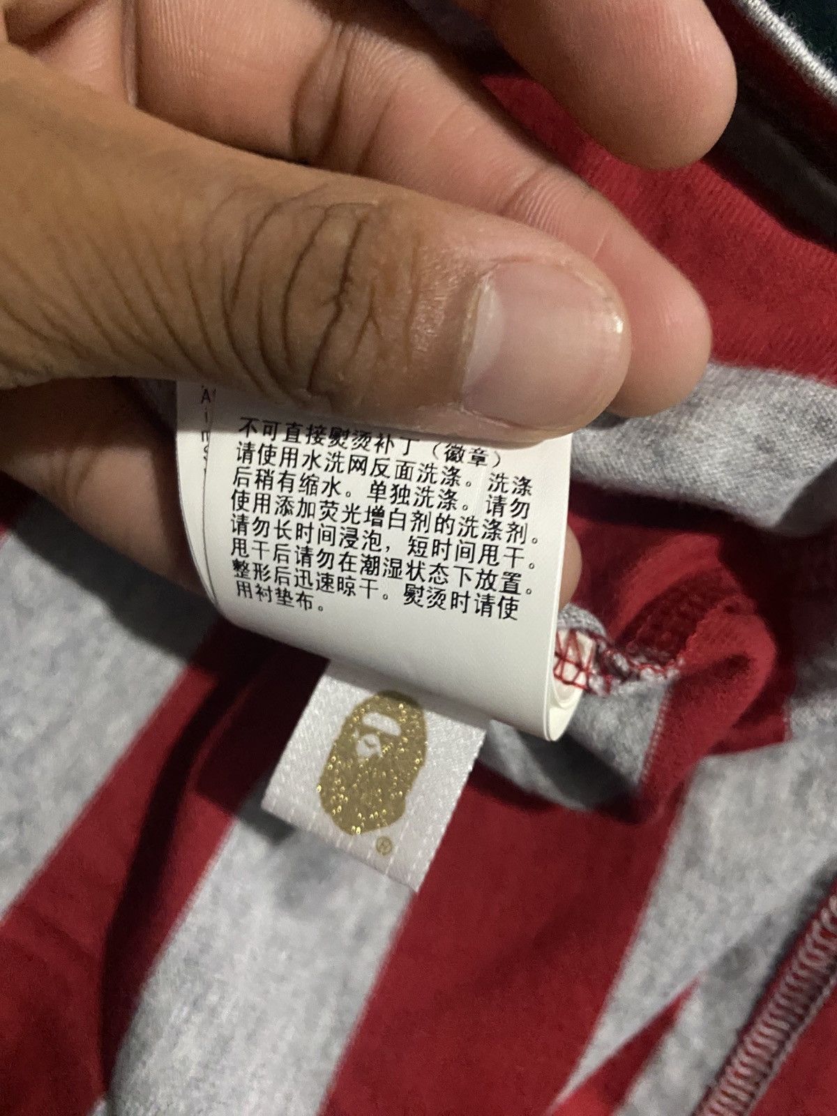 Bape Red and grey stripe bathing ape long sleeve Size US L / EU 52-54 / 3 - 4 Thumbnail