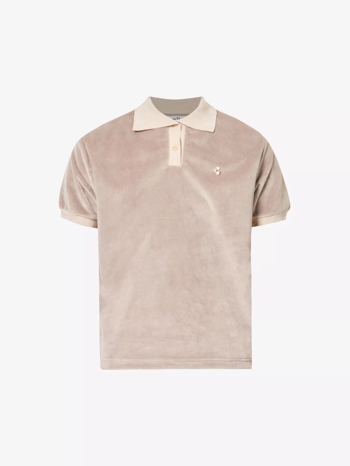 Acne Studios Velour polo shirt with floral-embellishment Acne Studios Size US S / EU 44-46 / 1 - 1 Thumbnail
