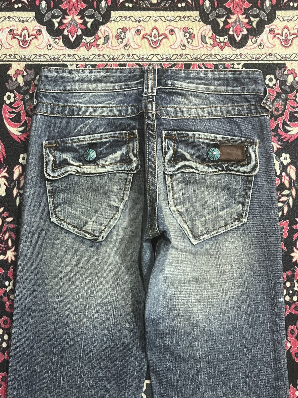 Japanese Brand Japanese Drive Jeans Blue Washed Distressed Flare Denim Size 25" / US 0 / IT 36 - 7 Thumbnail