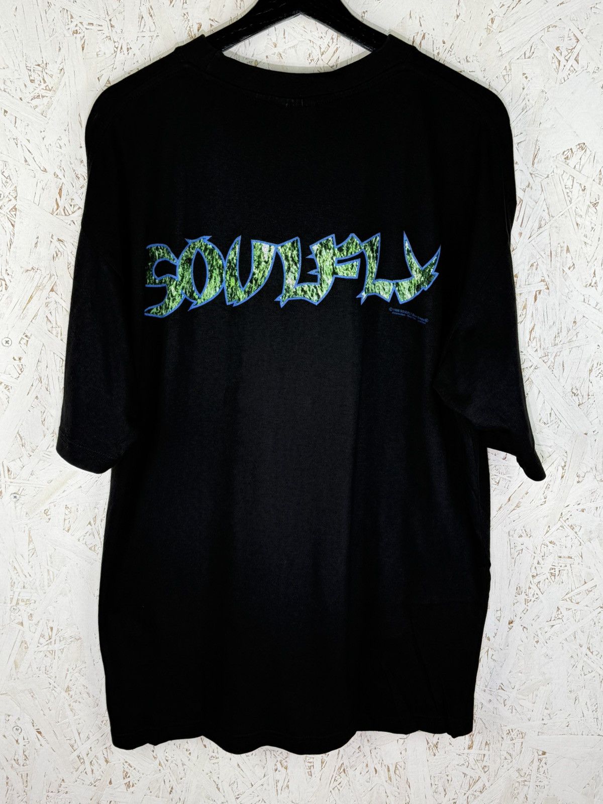 Band Tees 90s Vintage Soulfly 1998 Blue Grape Metal Band T-Shirt XXL Size US XXL / EU 58 / 5 - 4 Thumbnail