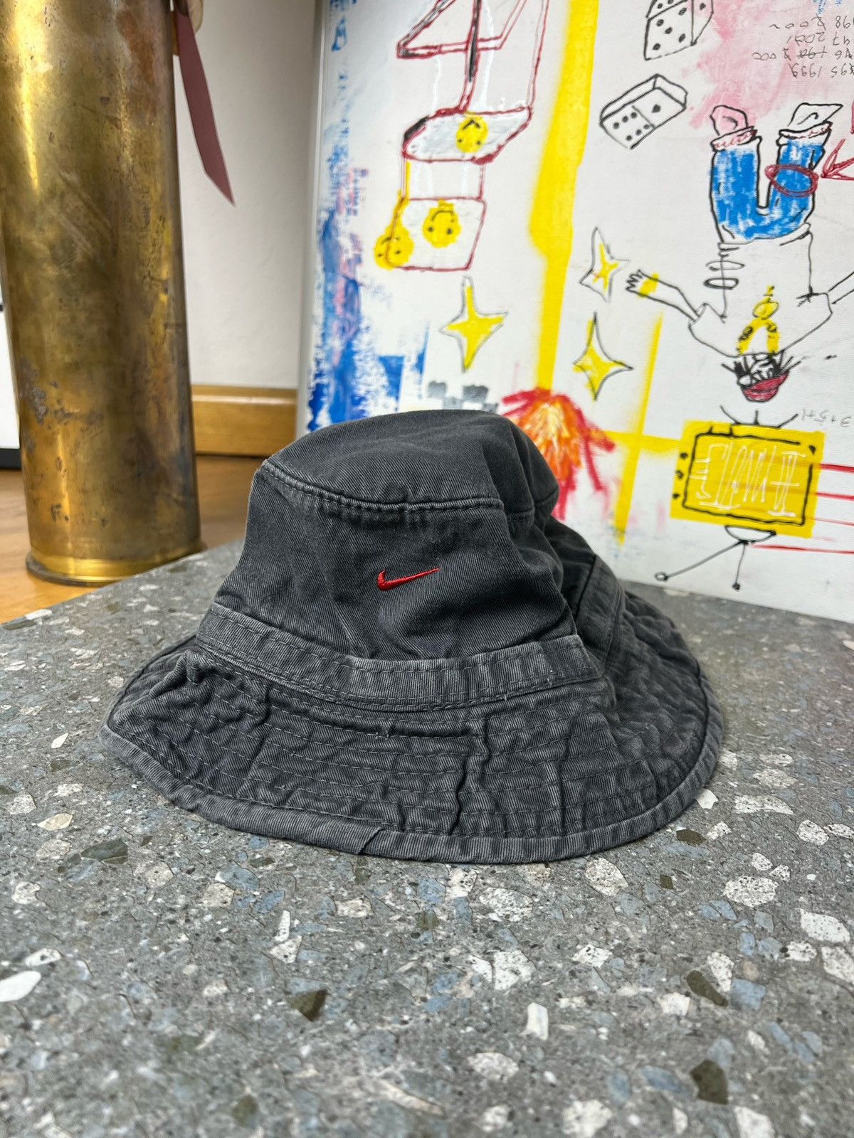 Nike × Vintage Vintage Nike Swoosh Logo Bucket Hat Panama faded Size ONE SIZE - 17 Thumbnail