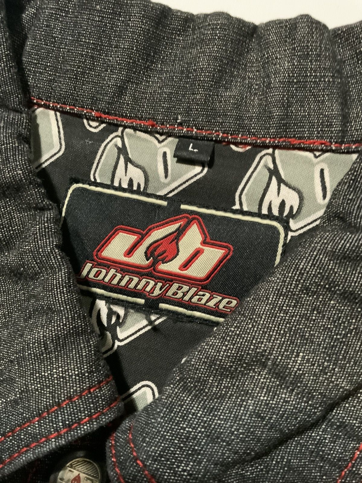 Vintage Y2K Johnny Blaze Flames Method Man Denim Trucker Jacket Size US L / EU 52-54 / 3 - 7 Thumbnail
