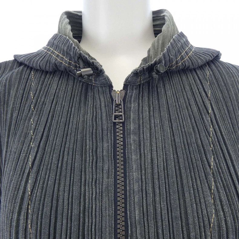 Issey Miyake Issey Miyake Denim pleated hoodie Size L / US 10 / IT 46 - 3 Thumbnail