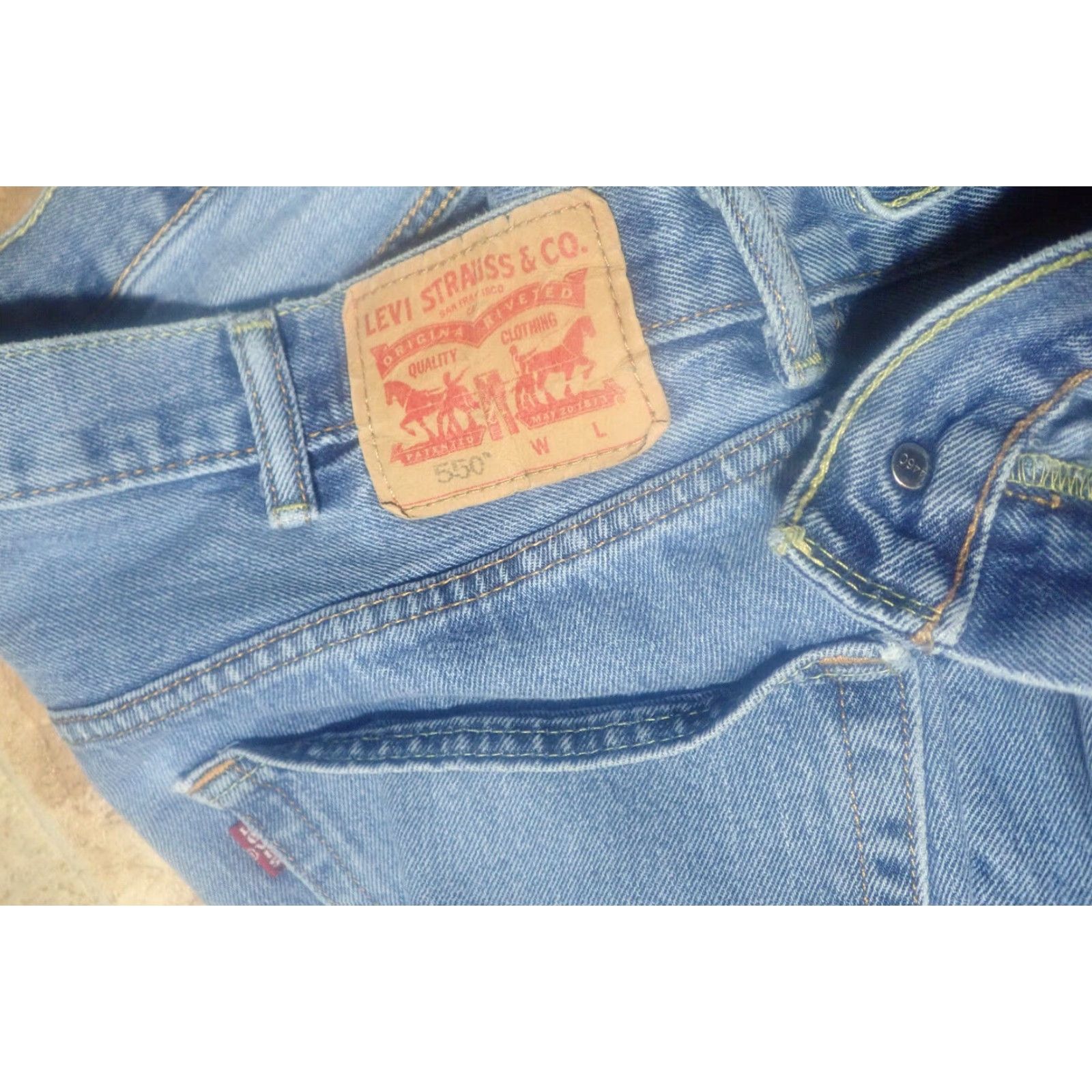 Levi's VINTAGE Levi's Men's 550 Relaxed Straight Jeans Big & Tall Waist 44 Inseam 30 Dark Blue Whisker Fade 90s Size US 44 / EU 60 - 2 Thumbnail