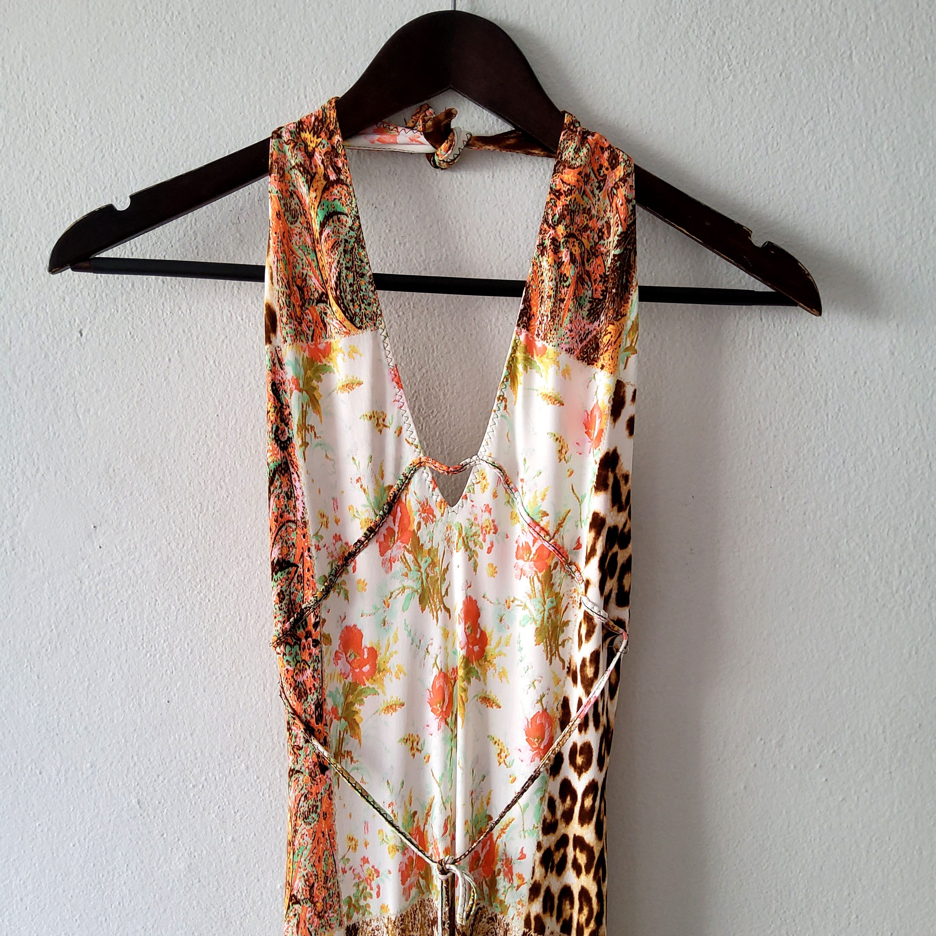 Roberto Cavalli Roberto Cavalli vintage 2003 patchwork halter midi dress Size M / US 6-8 / IT 42-44 - 4 Thumbnail