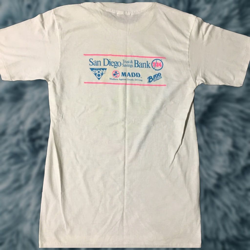 VINTAGE MADD Run Walk Shirt M Adult Men White 90s Surf Beach Hawaii Aloha California USA Nautical Tropical Retro