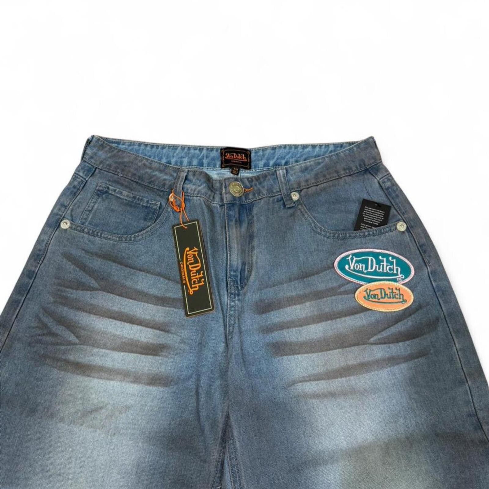 True Religion Von Dutch wide leg straight fit patchwork unique shade jeans Size 31" - 2 Thumbnail