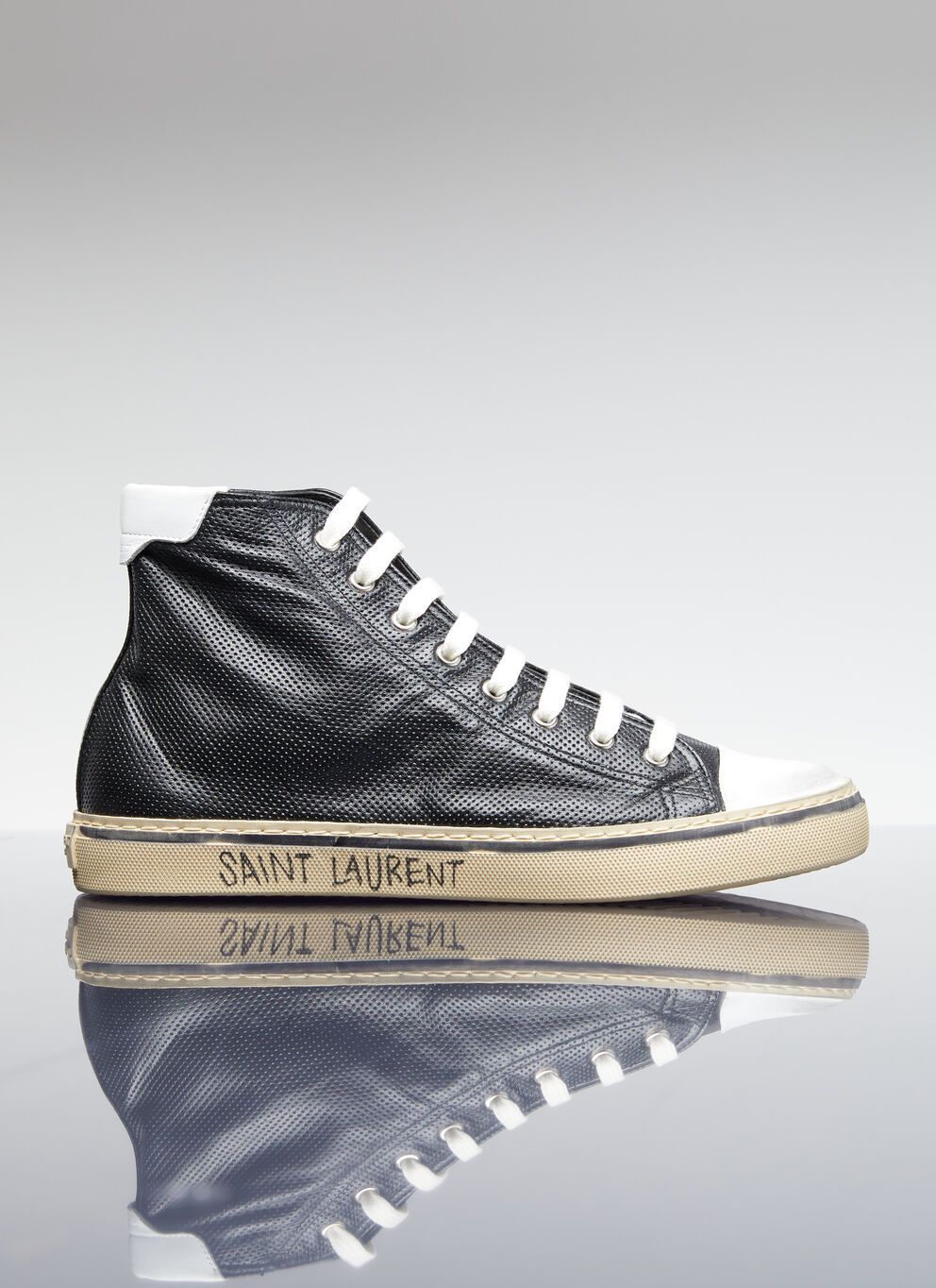 image of Saint Laurent Paris Malibu High Top Sneakers in Black, Men's (Size 8)