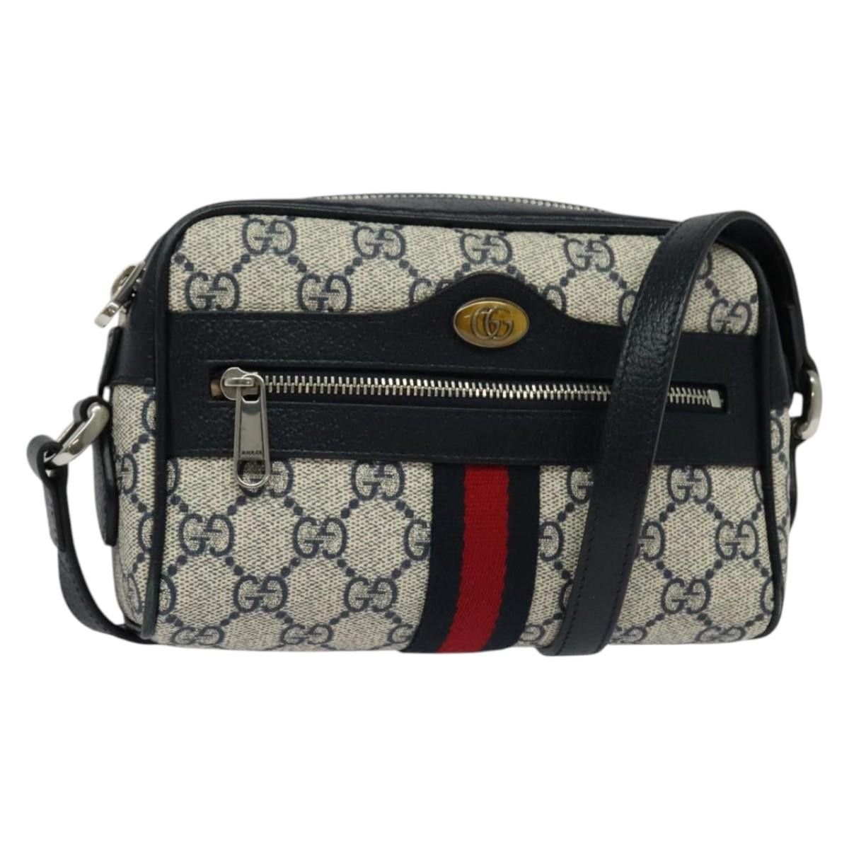 Gucci GUCCI GG Supreme Sherry Line Shoulder Bag Pvc Navy Red Size ONE SIZE - 1 Thumbnail