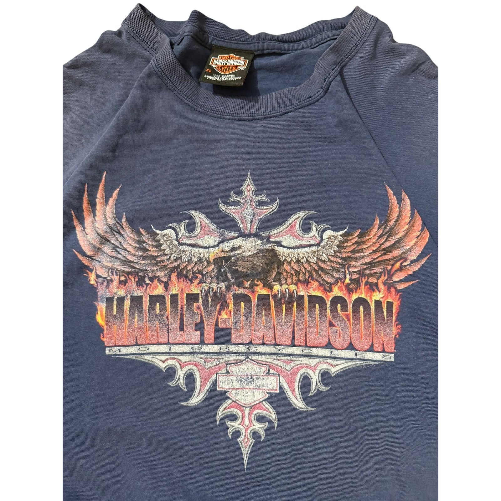 Vintage Vintage HD Navy Eagle Flame Tribal Tee McGuire HD CA Size US XL / EU 56 / 4 - 3 Thumbnail