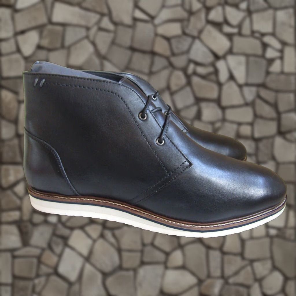Vintage T&v Keegan Journee Collection Desert Boot Lace Up Black Leather Casual Shoes Men's 13 (Size 12)