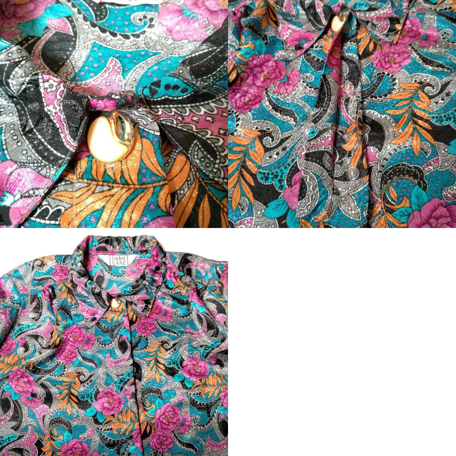 Vintage VINTAGE Cricket Lane Blouse Large Floral Satin Long Sleeve Grannycore Secretary Women Size L / US 10 / IT 46 - 10 Thumbnail