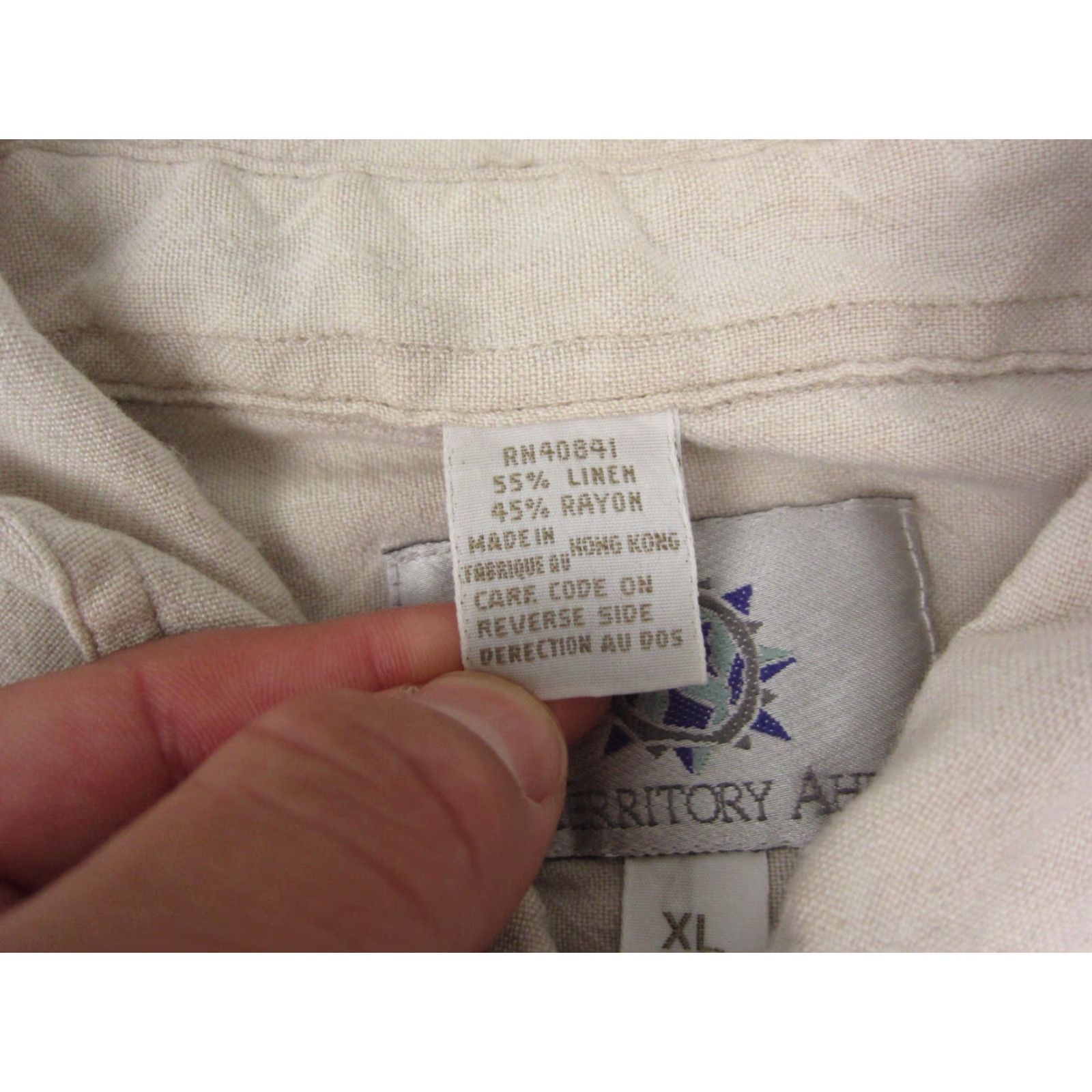 The Territory Ahead VINTAGE Territory Ahead Shirt Mens XL Beige Linen Cotton Button-Up Long Sleeve Collared 90s Western Casual All Seasons Size US XL / EU 56 / 4 - 5 Thumbnail