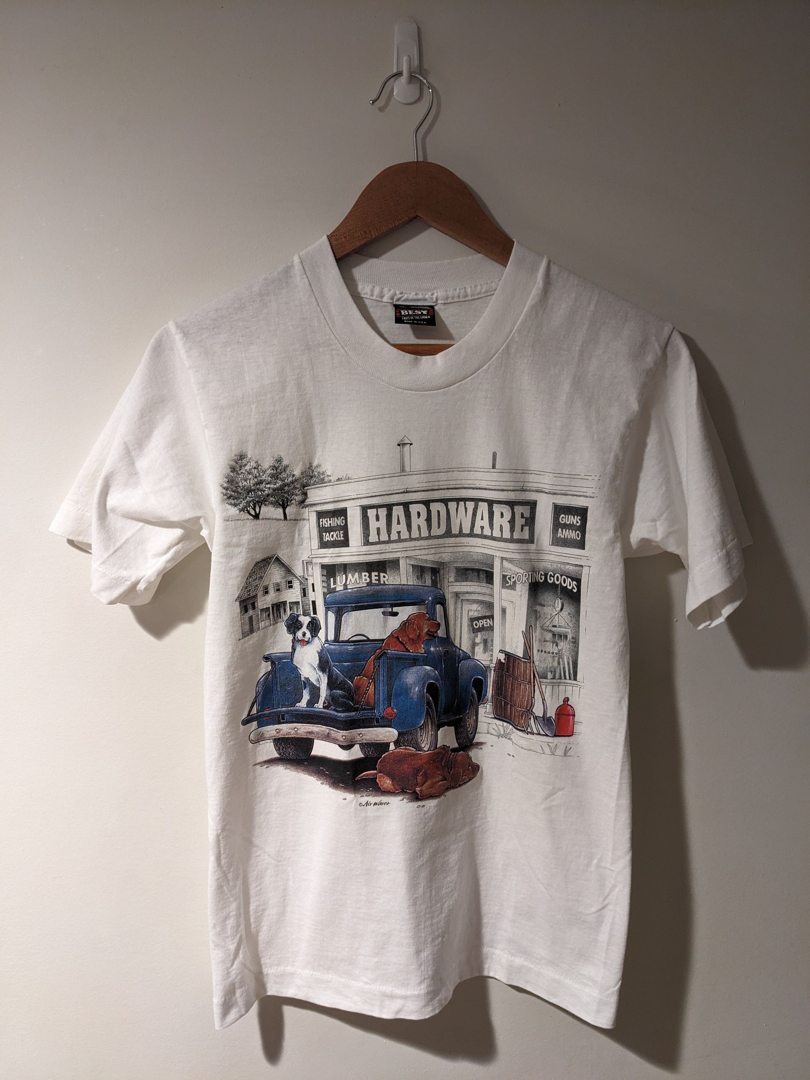 Vintage Vintage 90s Dog Animal Nature Worker White Small T-Shirt Size US S / EU 44-46 / 1 - 1 Thumbnail