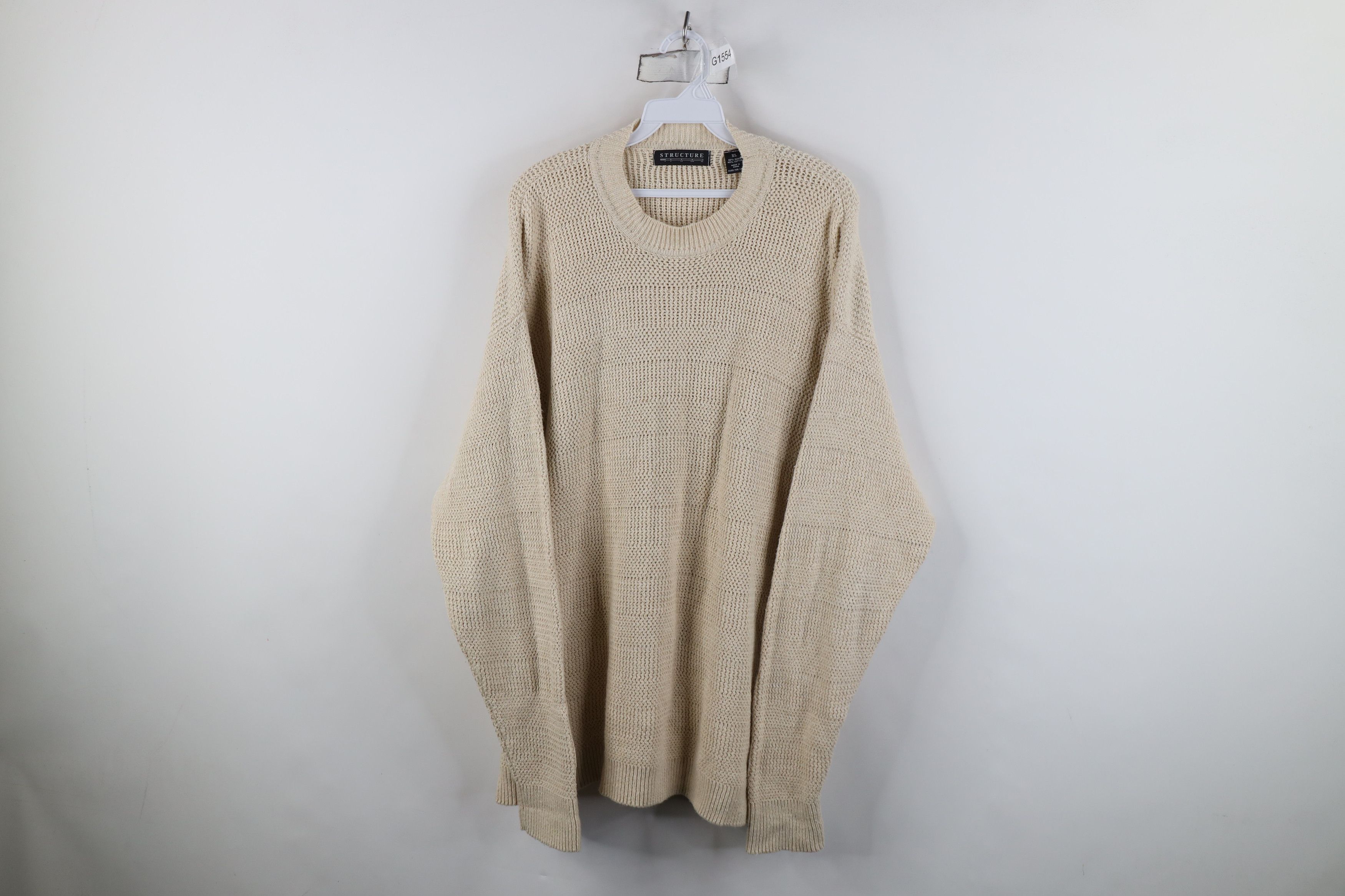 Vintage Vintage 90s Streetwear Chunky Ribbed Knit Sweater Beige Size US XL / EU 56 / 4 - 1 Thumbnail
