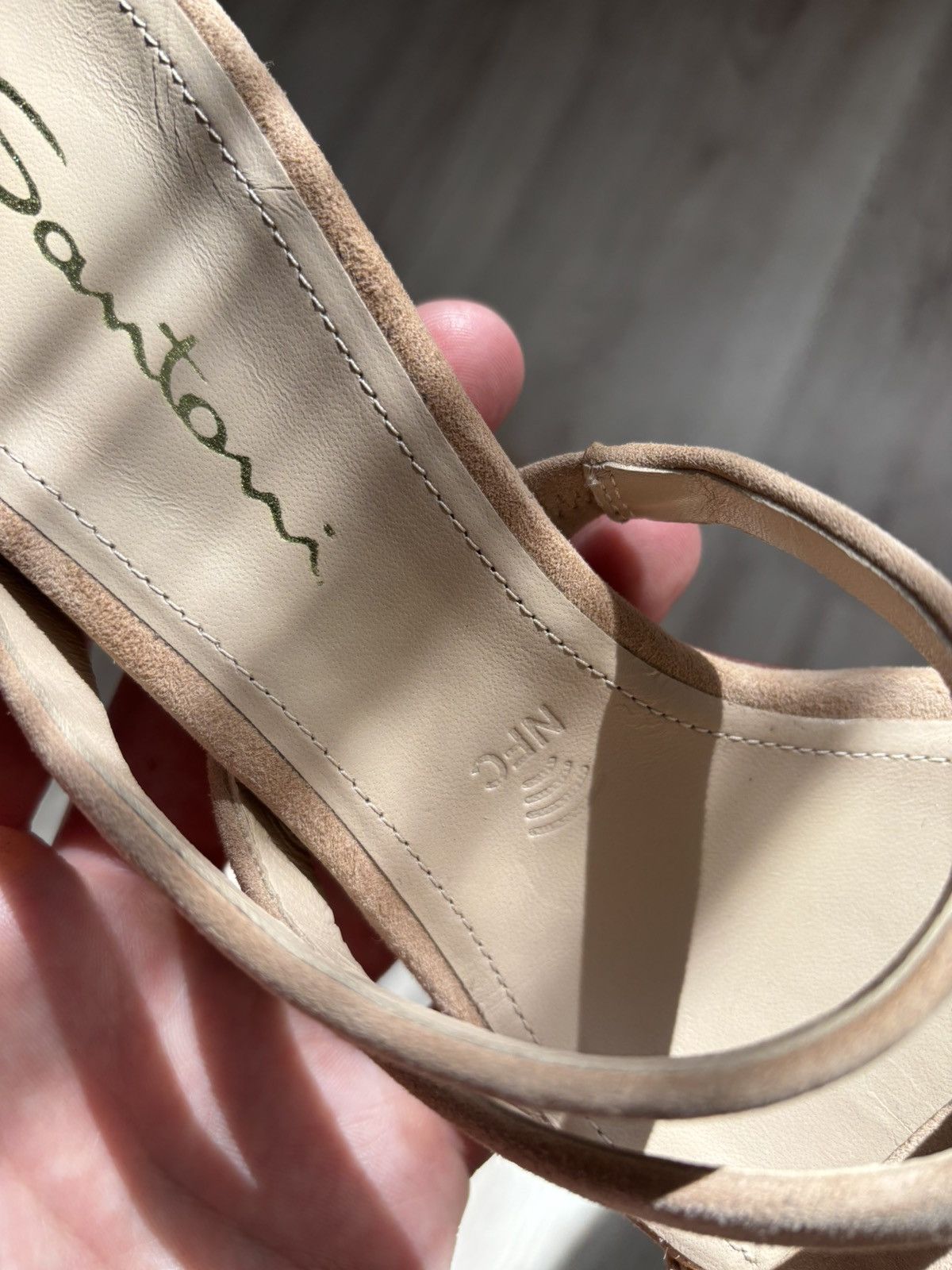 Santoni Santoni Women’s Nude Suede Strappy Sandals 38.5 IT Heel Size US 8 / IT 38 - 5 Thumbnail