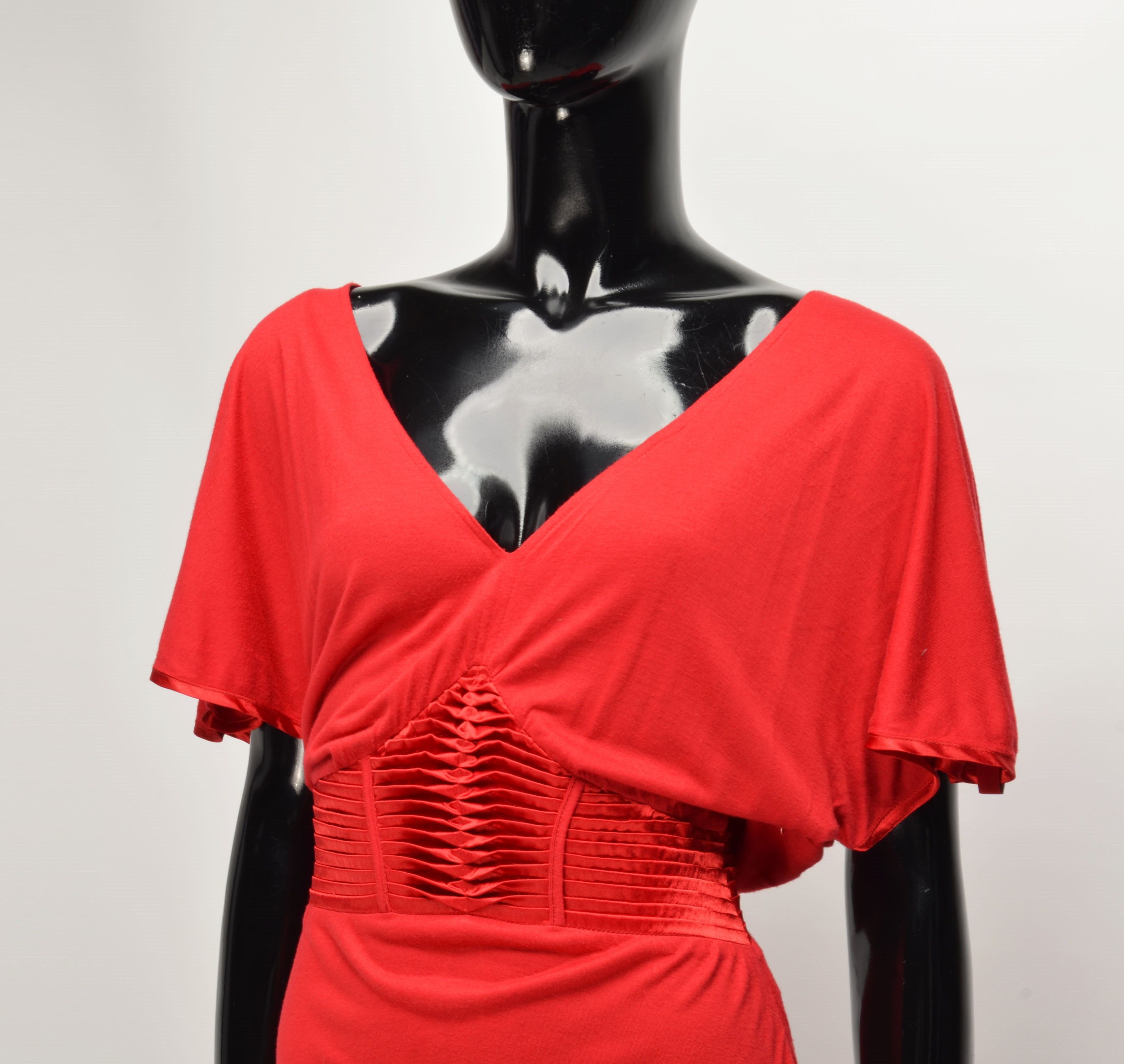 Miss Sixty × Vintage Miss Sixty Y2K Deep V-Neck Batwing Sleeves Mini Dress Size XS / US 0-2 / IT 36-38 - 2 Thumbnail