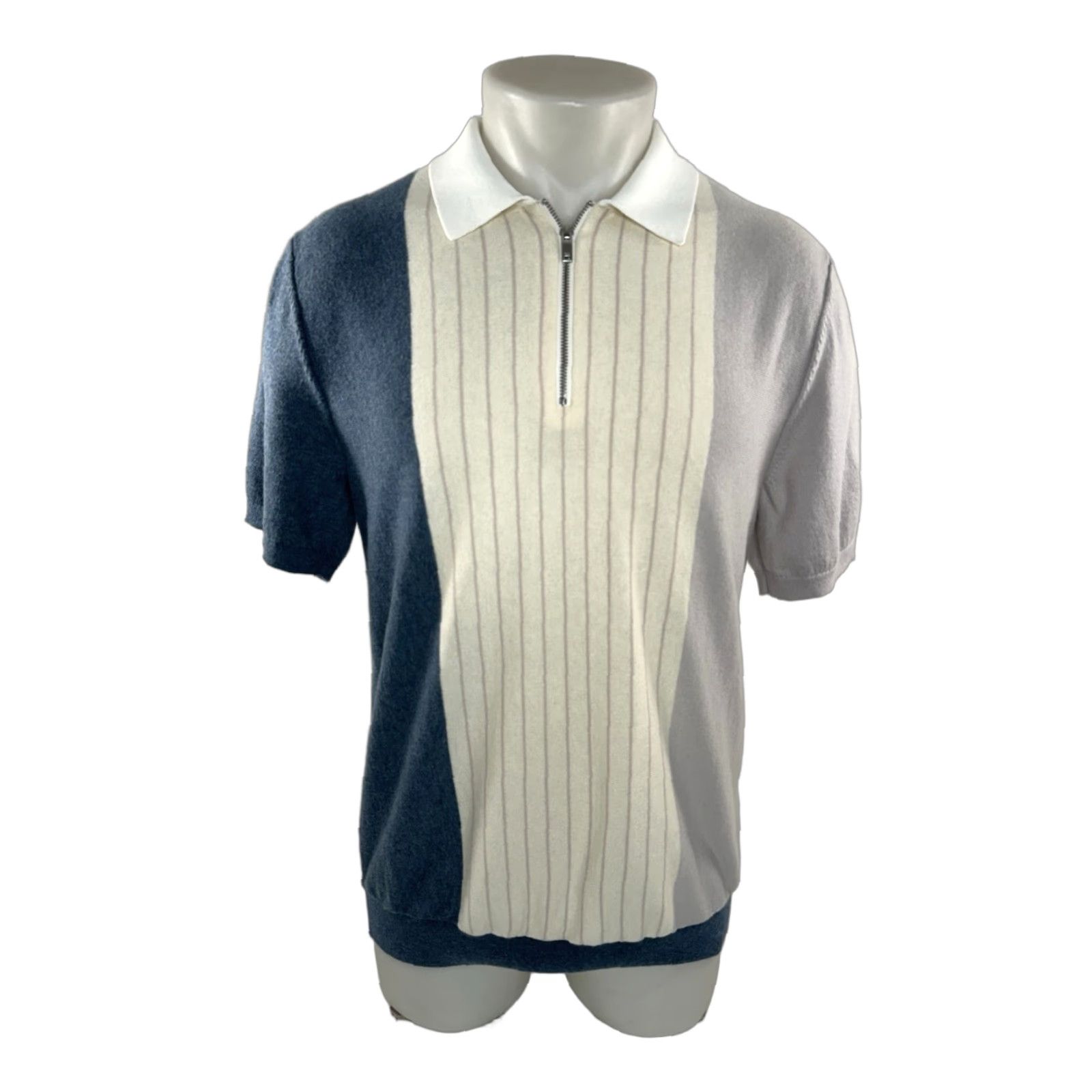 Reiss REISS WOOL BLEND Mens S / M Zip Collar Sweater Polo Shirt Shirt Mens M Wool Blend White / Blue / Gray - 90s? (not applicable) Size US M / EU 48-50 / 2 - 1 Thumbnail