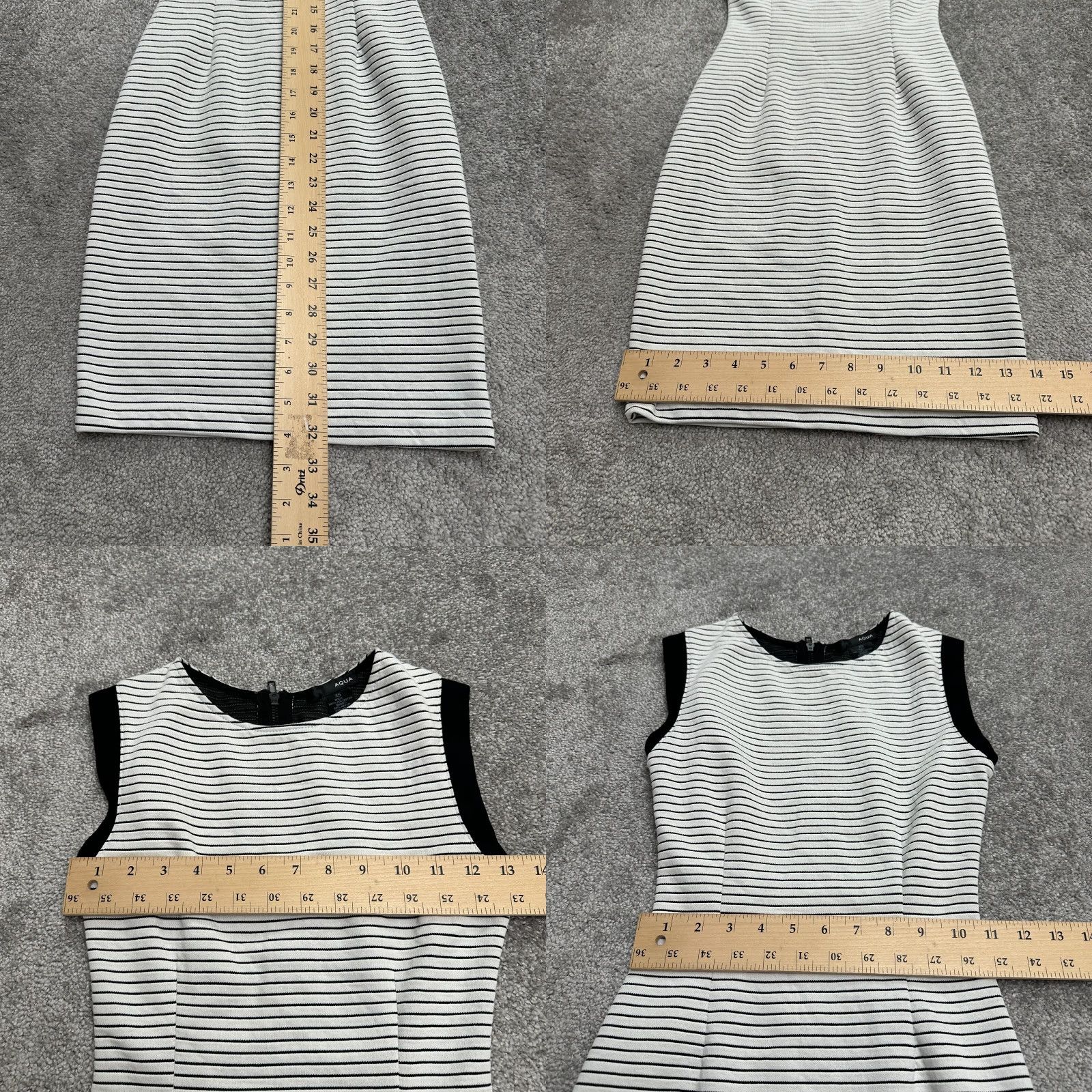 AQUA Aqua Dress XS White Black Stripe Sleeveless Bodycon Midi Women Size XS / US 0-2 / IT 36-38 - 8 Thumbnail