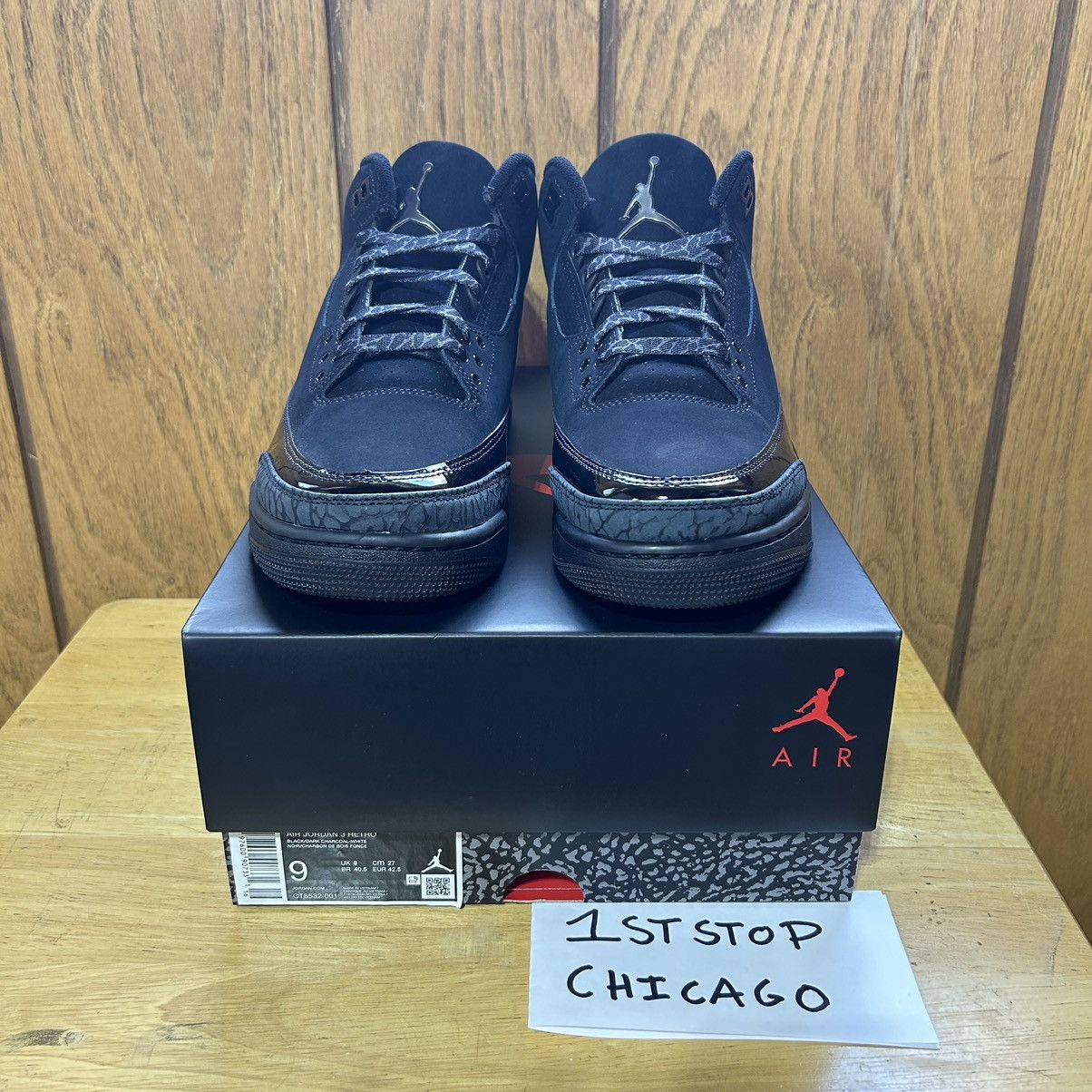 Designer × Jordan Brand × Nike Air Jordan 3 Retro Black Cat 2025 CT8532-001 Men’s 9 NEW Size US 9 / EU 42 - 2 Thumbnail