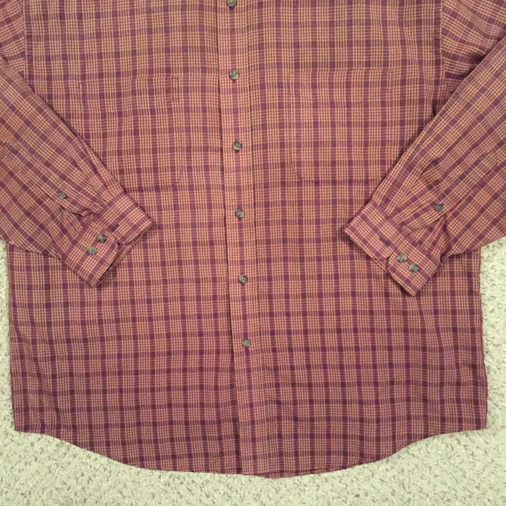Van Heusen Van Heusen Shirt Mens Large Red Beige Plaid Long Sleeve Button Up Size US L / EU 52-54 / 3 - 4 Thumbnail