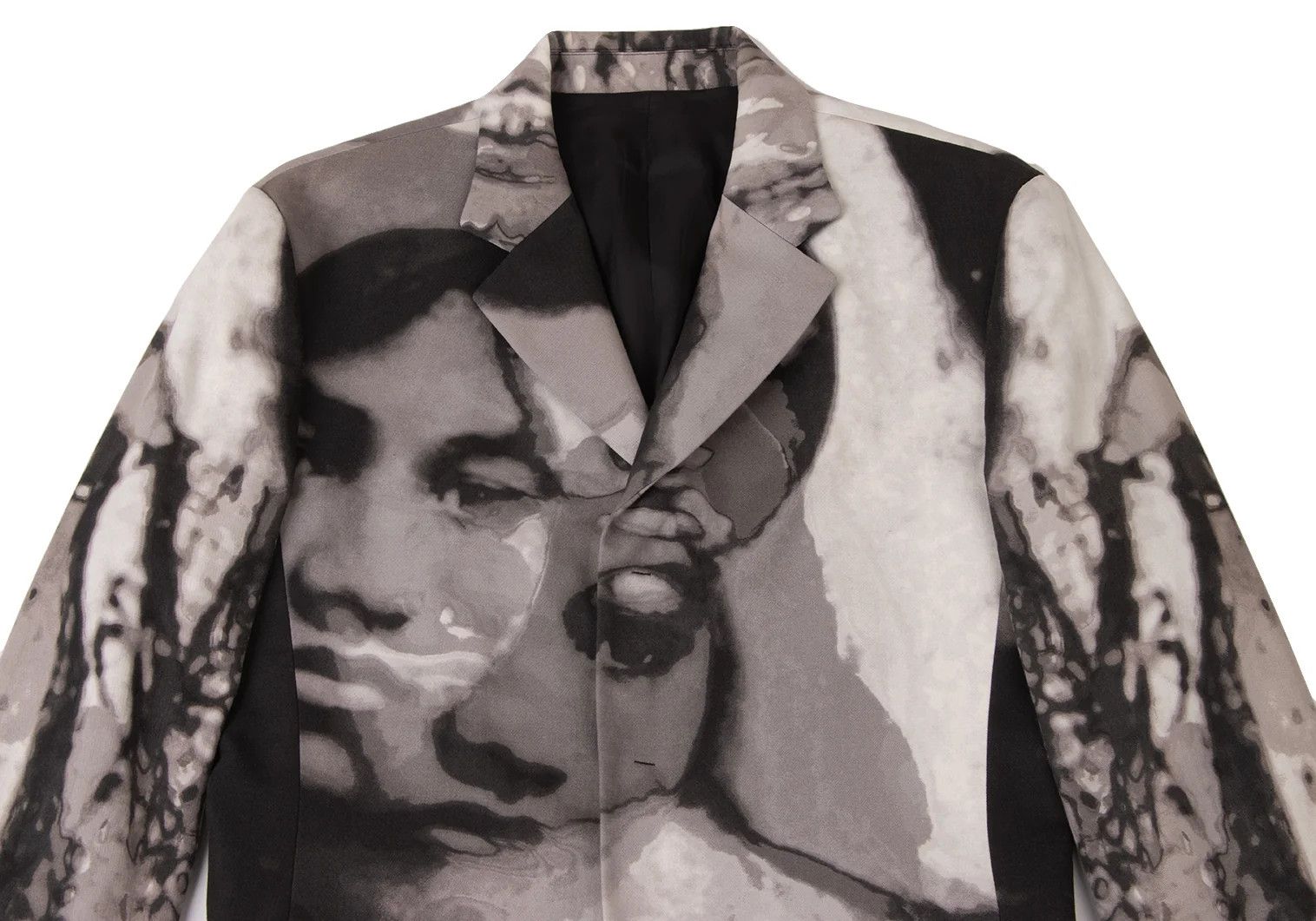 Jean Paul Gaultier Face Graphic Snap Button Jacket in White and Gray Size US M / EU 48-50 / 2 - 2 Thumbnail
