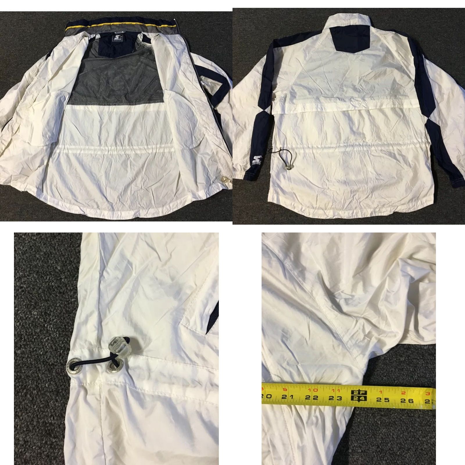 Starter VINTAGE 90s Starter Windbreaker Jacket Women M White Blue Yellow Logo Zip Size M / US 6-8 / IT 42-44 - 8 Thumbnail