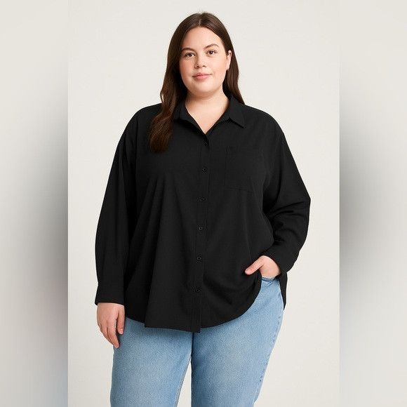 Athleta Athleta Women’s Oversized Button-Up Shirt Black Size 3X Size 3XL / US 20-22 - 1 Thumbnail