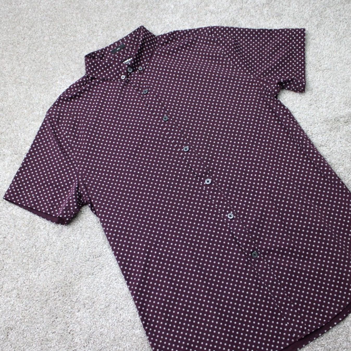 Express Express Shirt Mens S Red Performance Men Geometric Stretch Short Sleeve Size US S / EU 44-46 / 1 - 5 Thumbnail