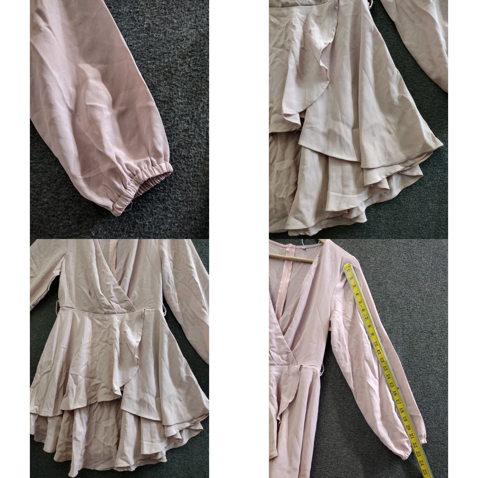 Vintage Wrap Women's Midi Ruffle Dress Long Sleeve V-Neck Beige Size S Size S / US 4 / IT 40 - 8 Thumbnail