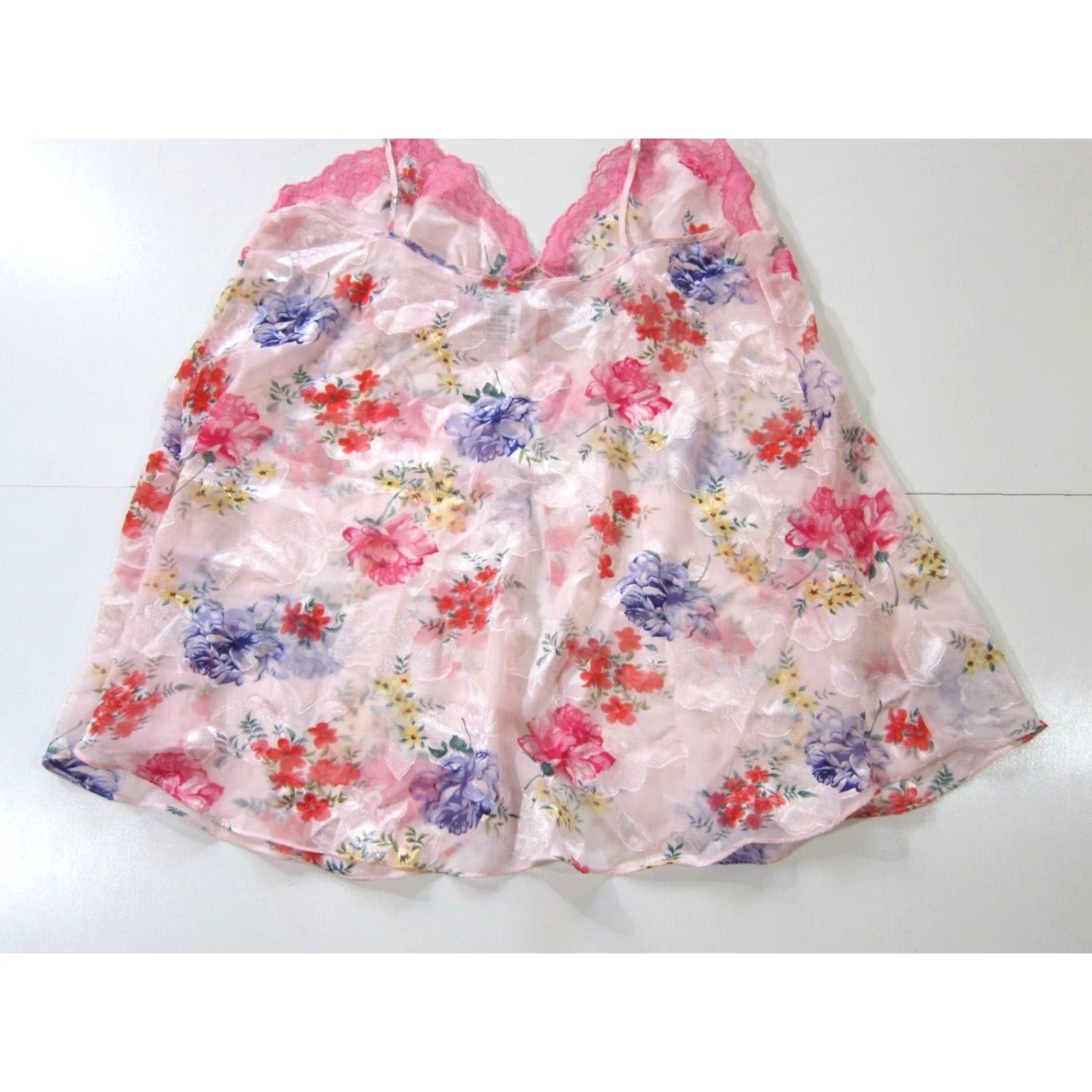Vintage Secret Treasures Camisole Lingerie Spaghetti Strap Floral 1XL Pink Size ONE SIZE - 7 Thumbnail