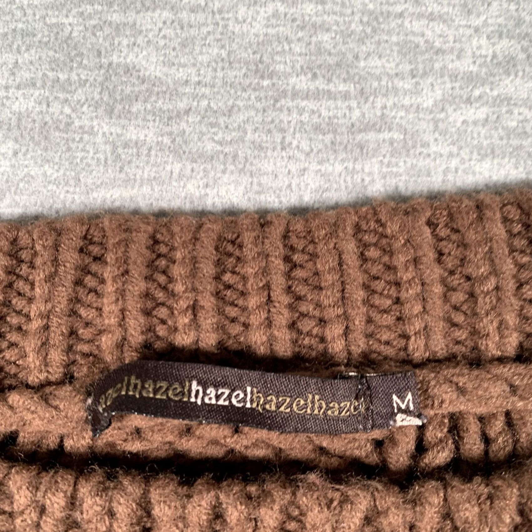 Vintage Hazel Sweater Womens Medium Brown Cable Knit Boat Neck Cropped Pullover Size M / US 6-8 / IT 42-44 - 4 Thumbnail