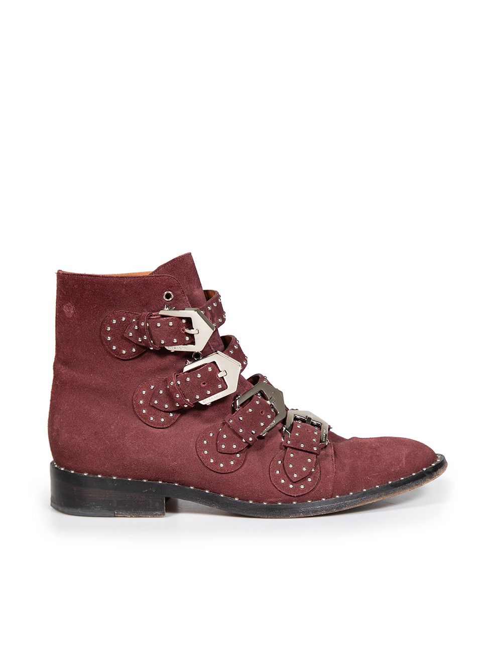 Givenchy Burgundy Suede Studded Ankle Boots Size US 12 / IT 42 - 1 Thumbnail