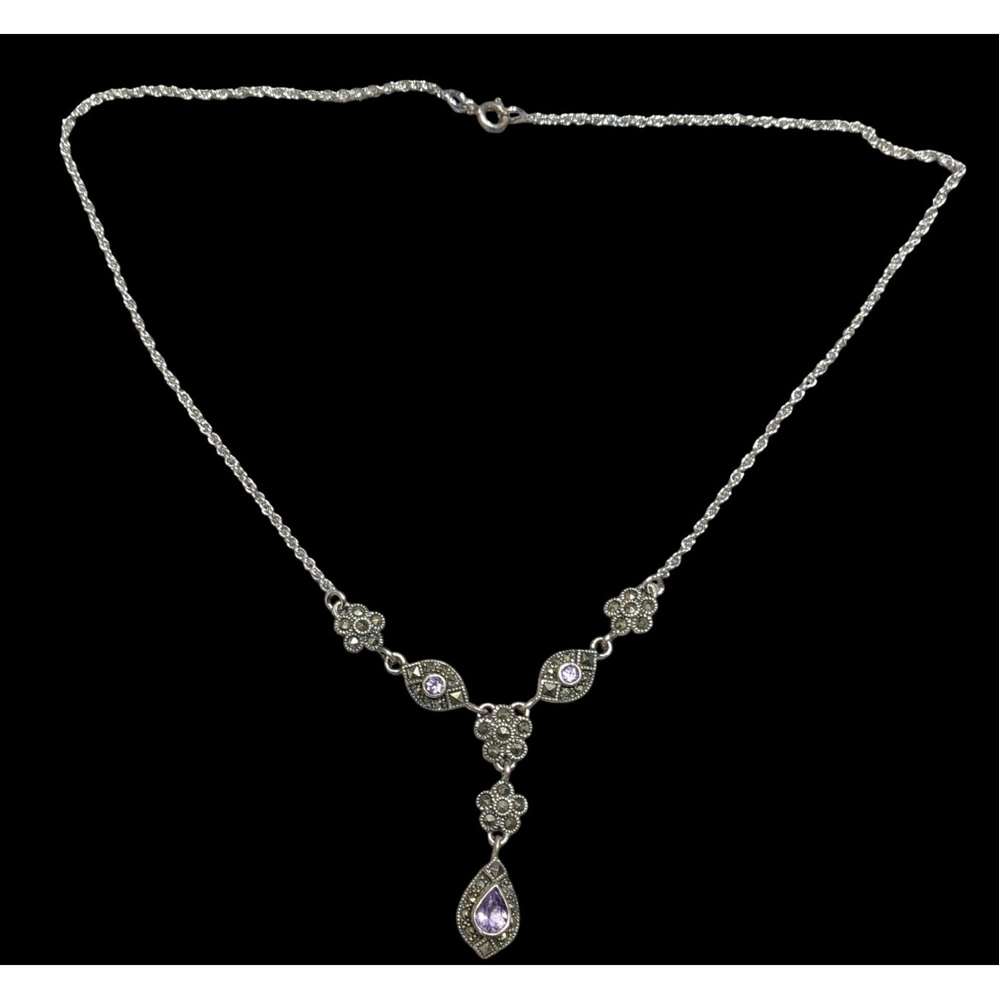 Other Whimsical Fantasy Marcasite Amethyst And Sterling Silver Y D Size ONE SIZE - 1 Thumbnail