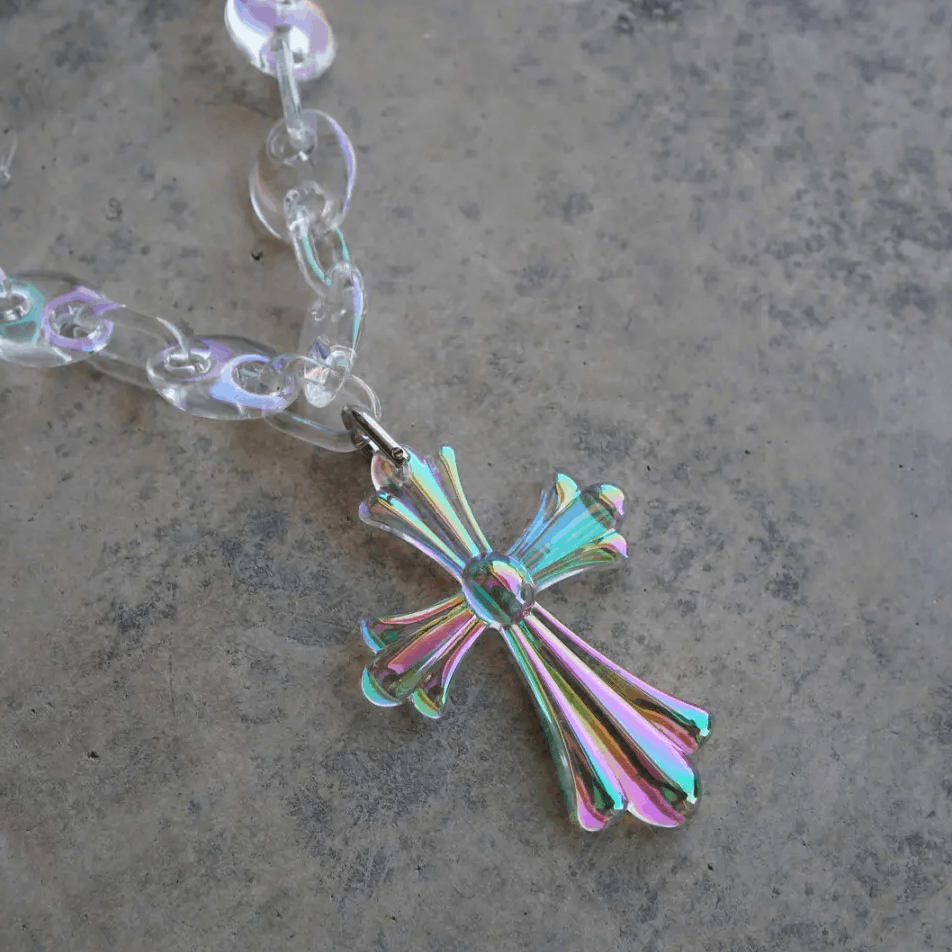 Japanese Brand X-Ray Clear Translucent Cross Necklace Chain Size ONE SIZE - 2 Thumbnail