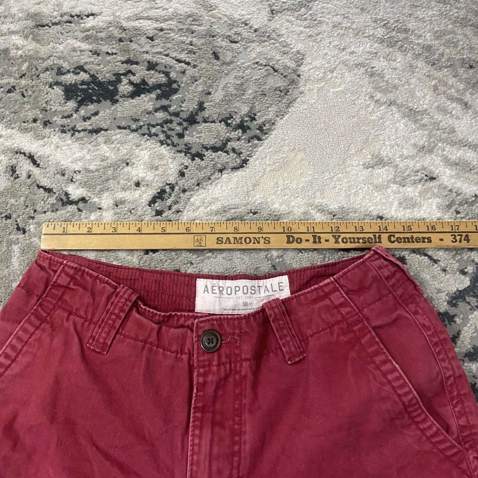 & Other Stories Aeropostale Y2K Cargo Shorts Mens 30 Red Canvas Cotton Size US 30 / EU 46 - 6 Thumbnail