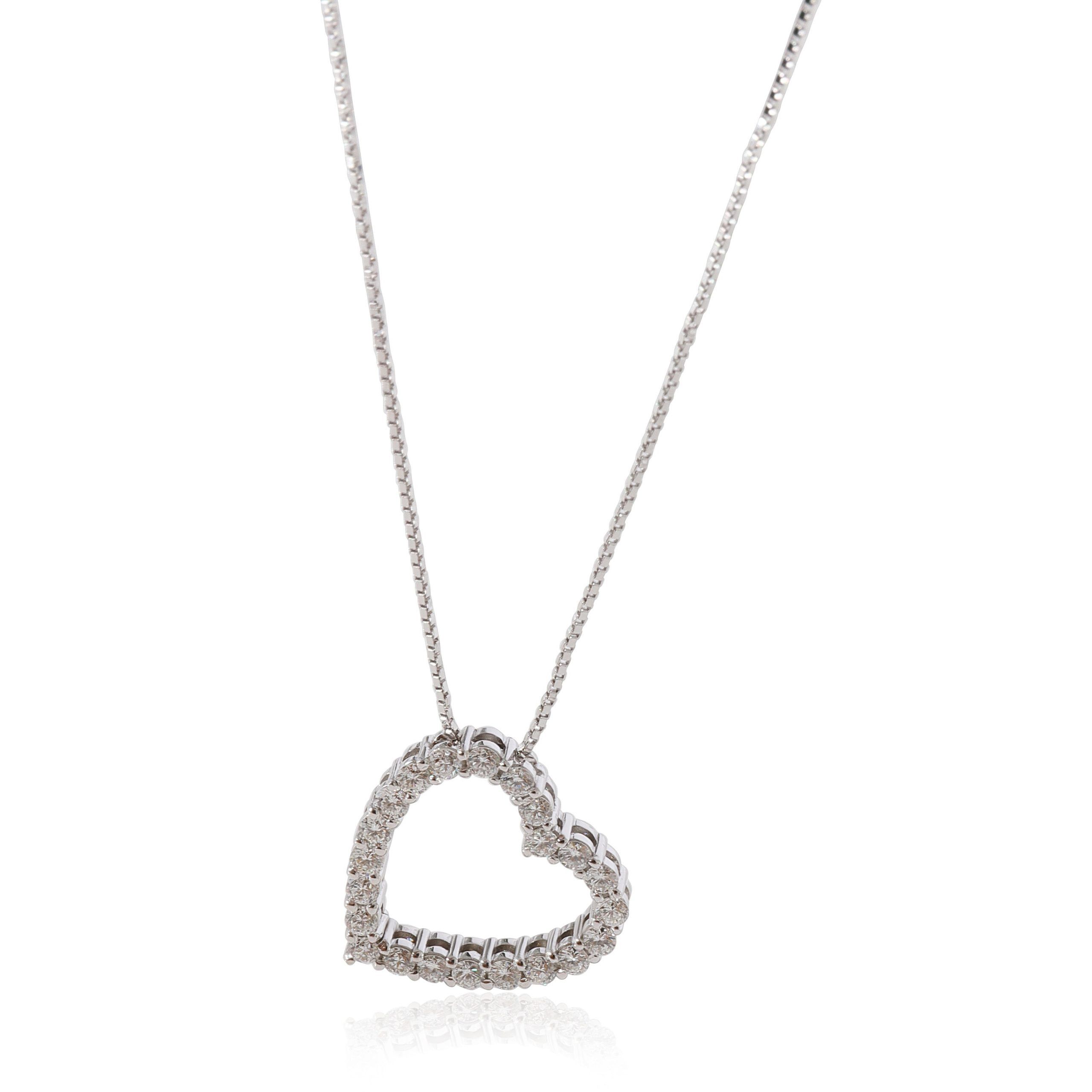 image of Gucci 2003 Fall/winter Diamond Heart Pendant In 18K White Gold 0.65 Ctw, Women's