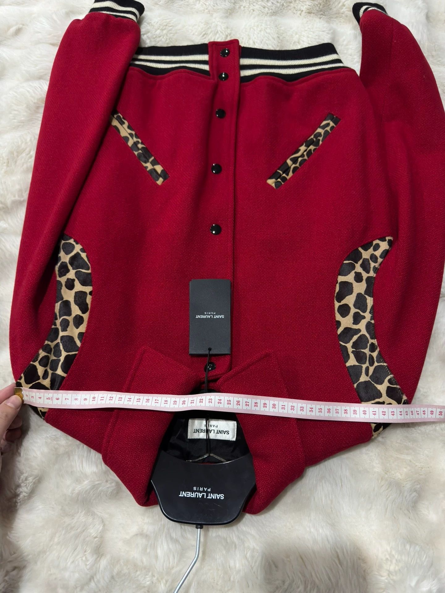 Saint Laurent Paris Saint Laurent (YSL) 2014 red leopard print baseball jacket Size XS / US 0-2 / IT 36-38 - 5 Thumbnail