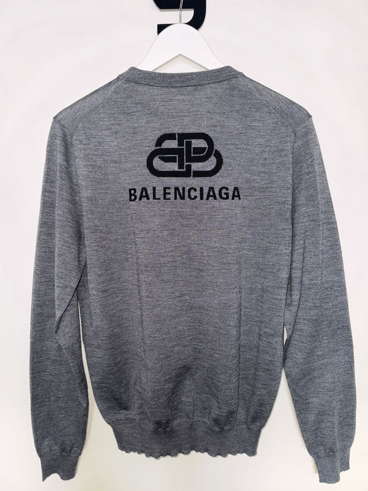 Balenciaga Balenciaga Virgin Wool Logo Back Sweater S Made in Italy Size US S / EU 44-46 / 1 - 1 Thumbnail