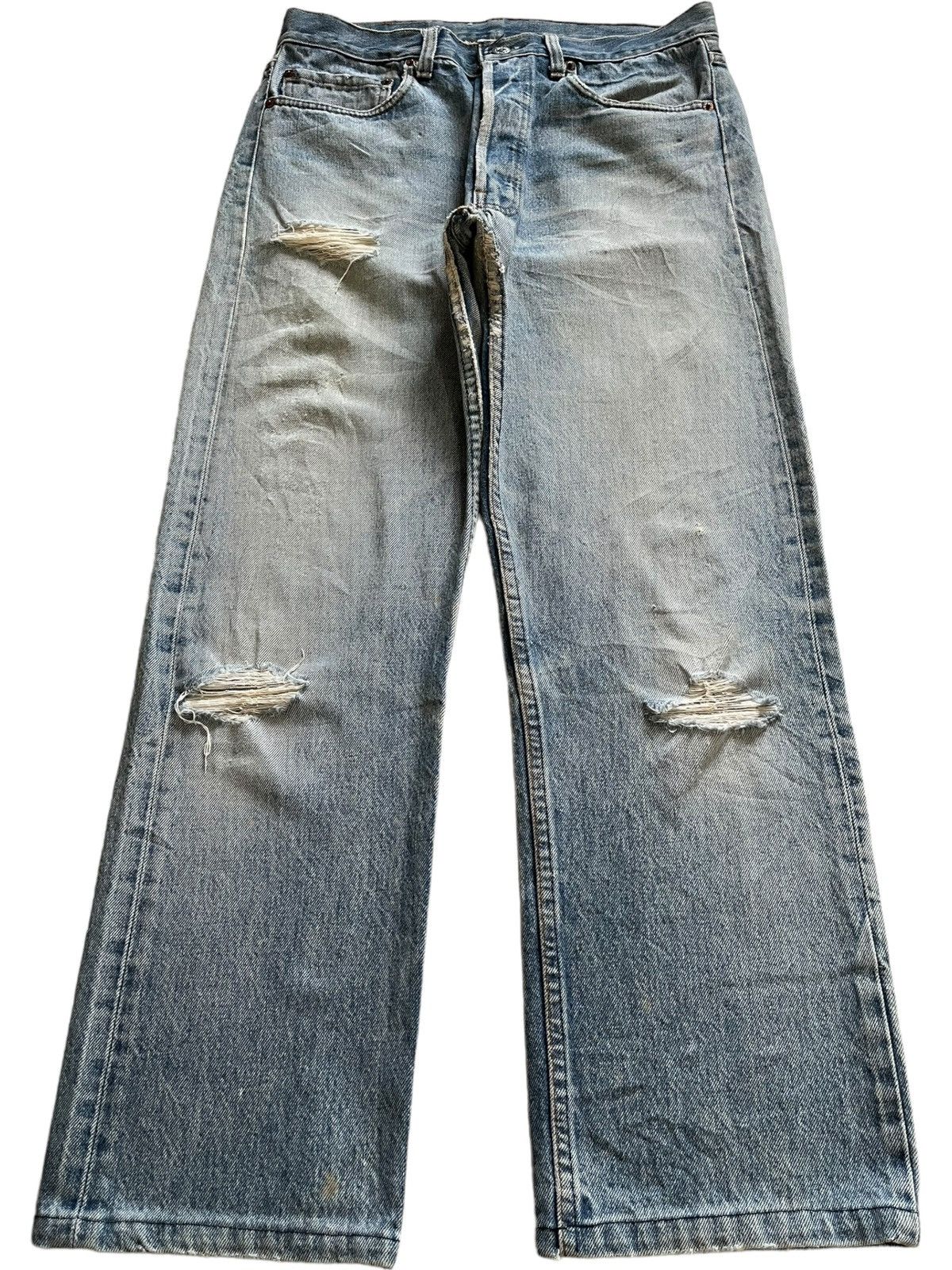 Levi's × Levi's Vintage Clothing Vintage 80s Levis 501 Blue Wash Distressed Loose Jeans Size US 31 - 1 Thumbnail