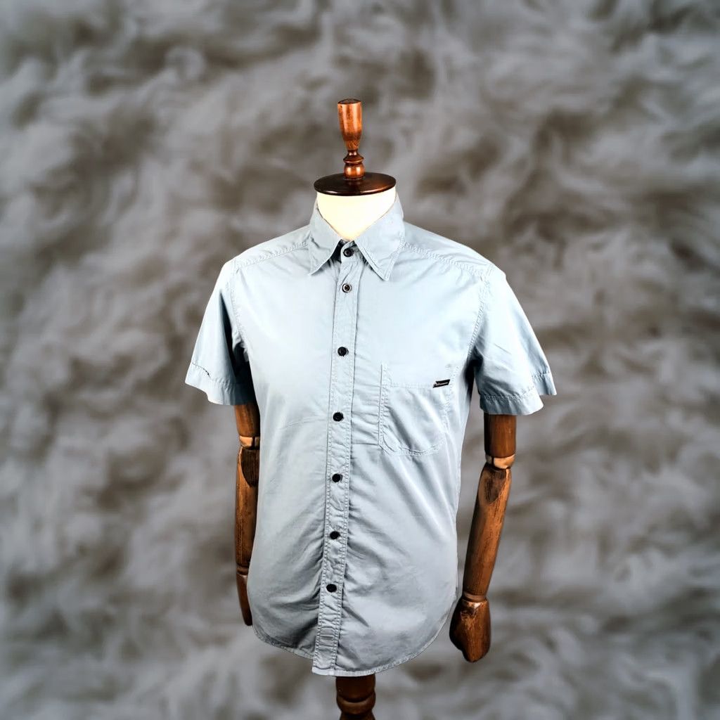 Dolce & Gabbana Dolce&Gabbana Shirt Men M Blue Cotton Short Sleeve Button-Up Casual Collared Left Chest Pocket Branded Label Size US M / EU 48-50 / 2 - 1 Thumbnail
