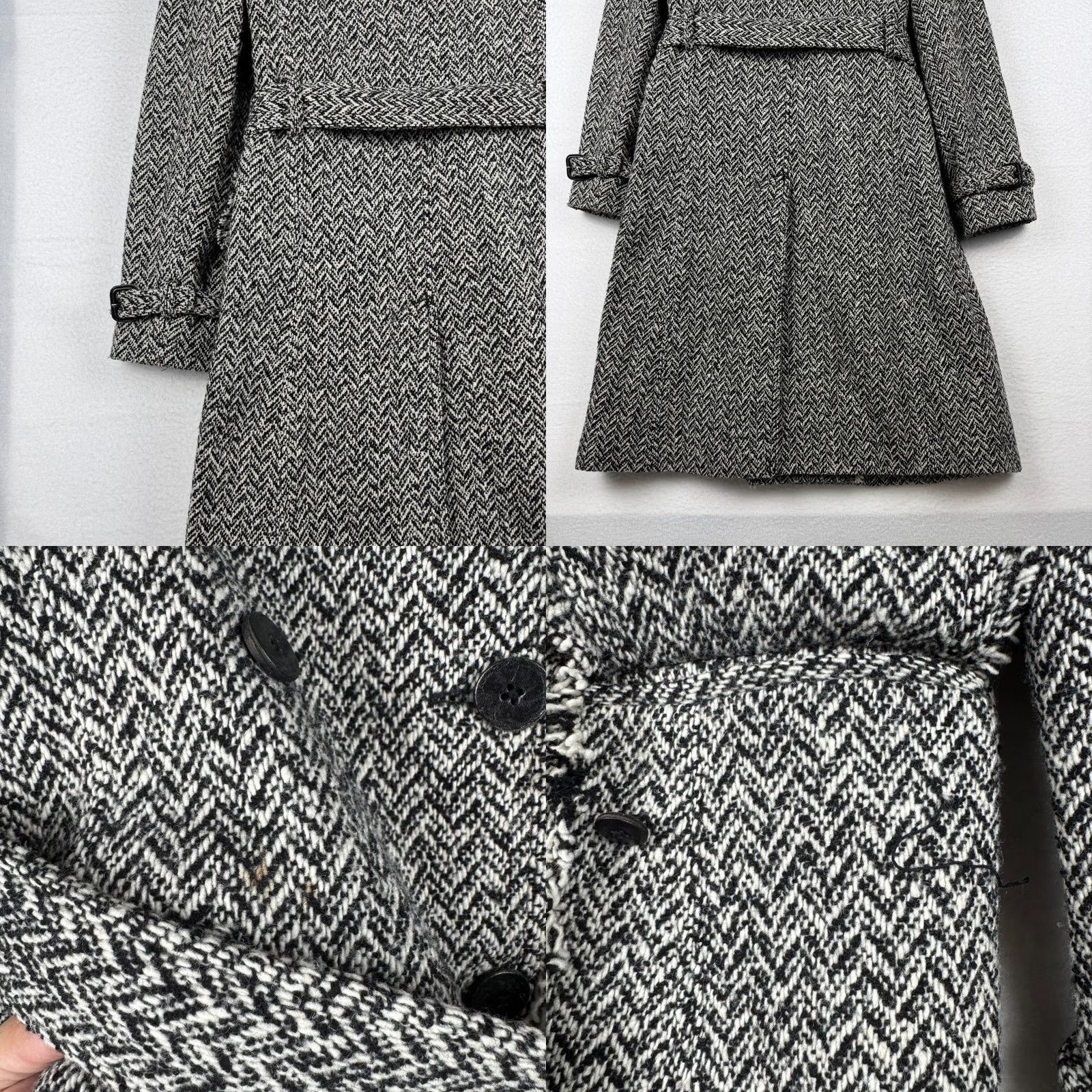 Banana Republic VINTAGE Banana Republic Women's M Wool Tweed Double Breasted Trench Coat Size M / US 6-8 / IT 42-44 - 8 Thumbnail