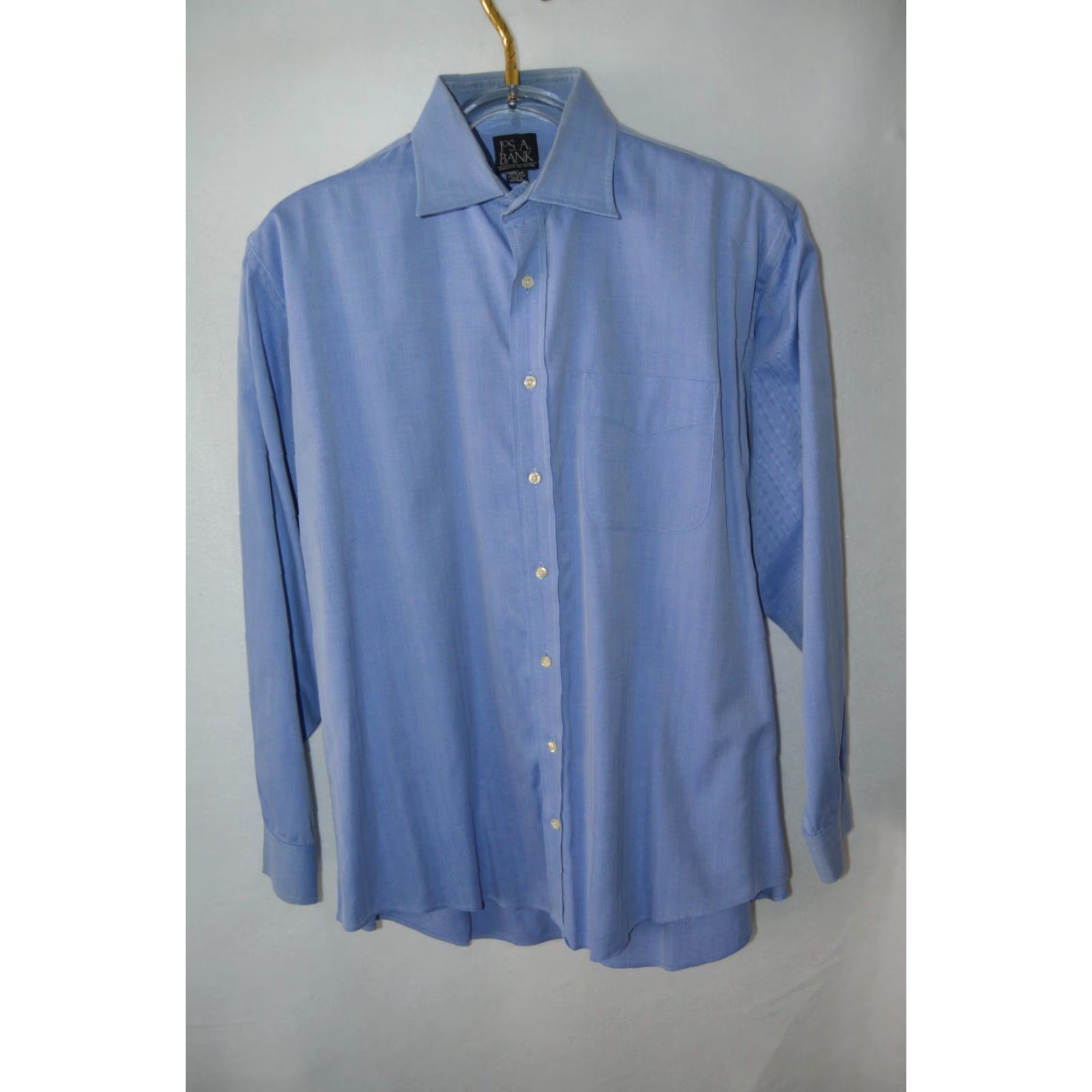 Jos. A. Bank Jos. A. Bank Mens Dress Shirt 16.5 34 Blue 100% Cotton Button Up Size 46R - 2 Thumbnail