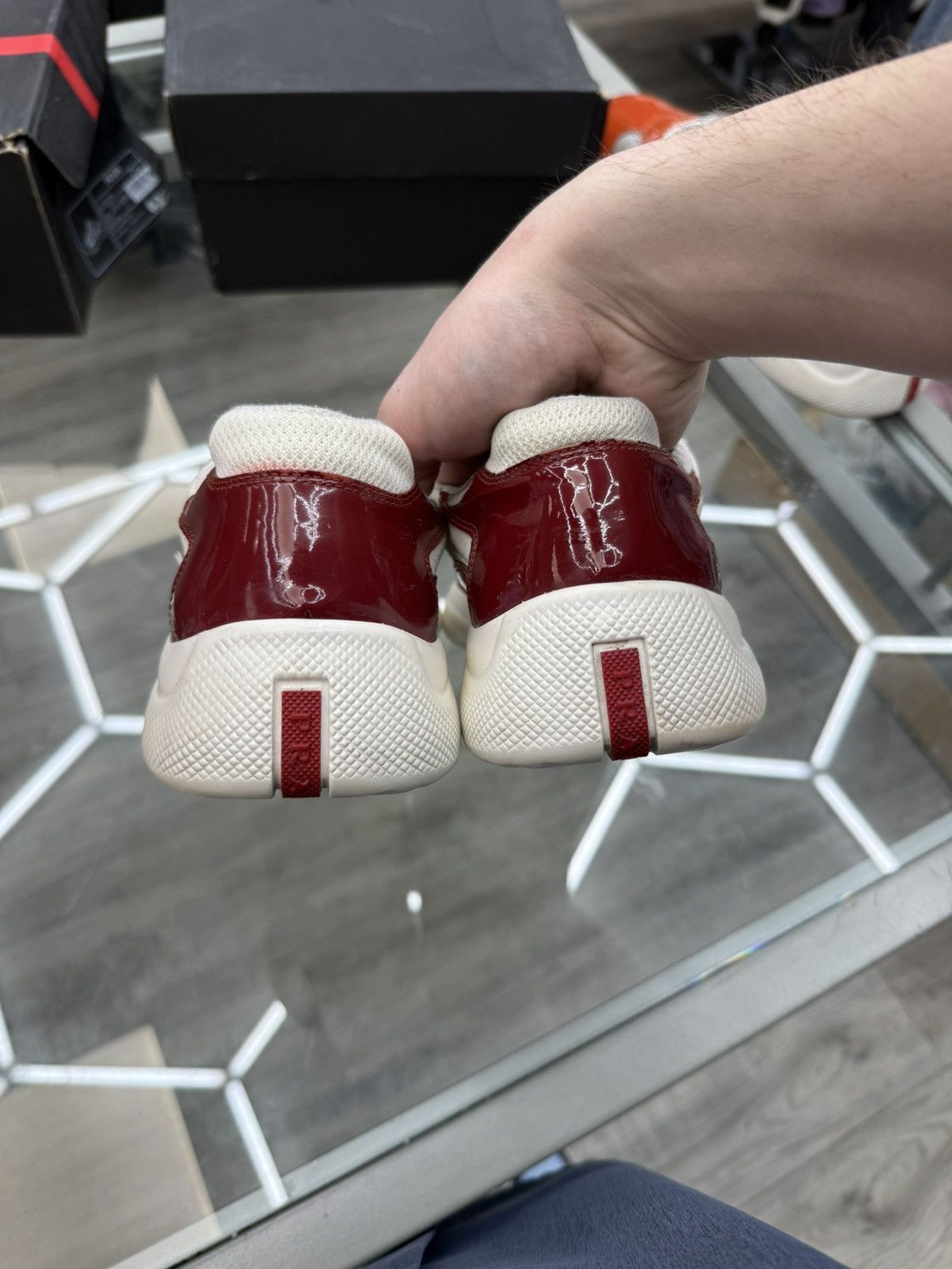 Prada Prada Cup Sneakers - Maroon/White Size US 10.5 / EU 43-44 - 5 Thumbnail